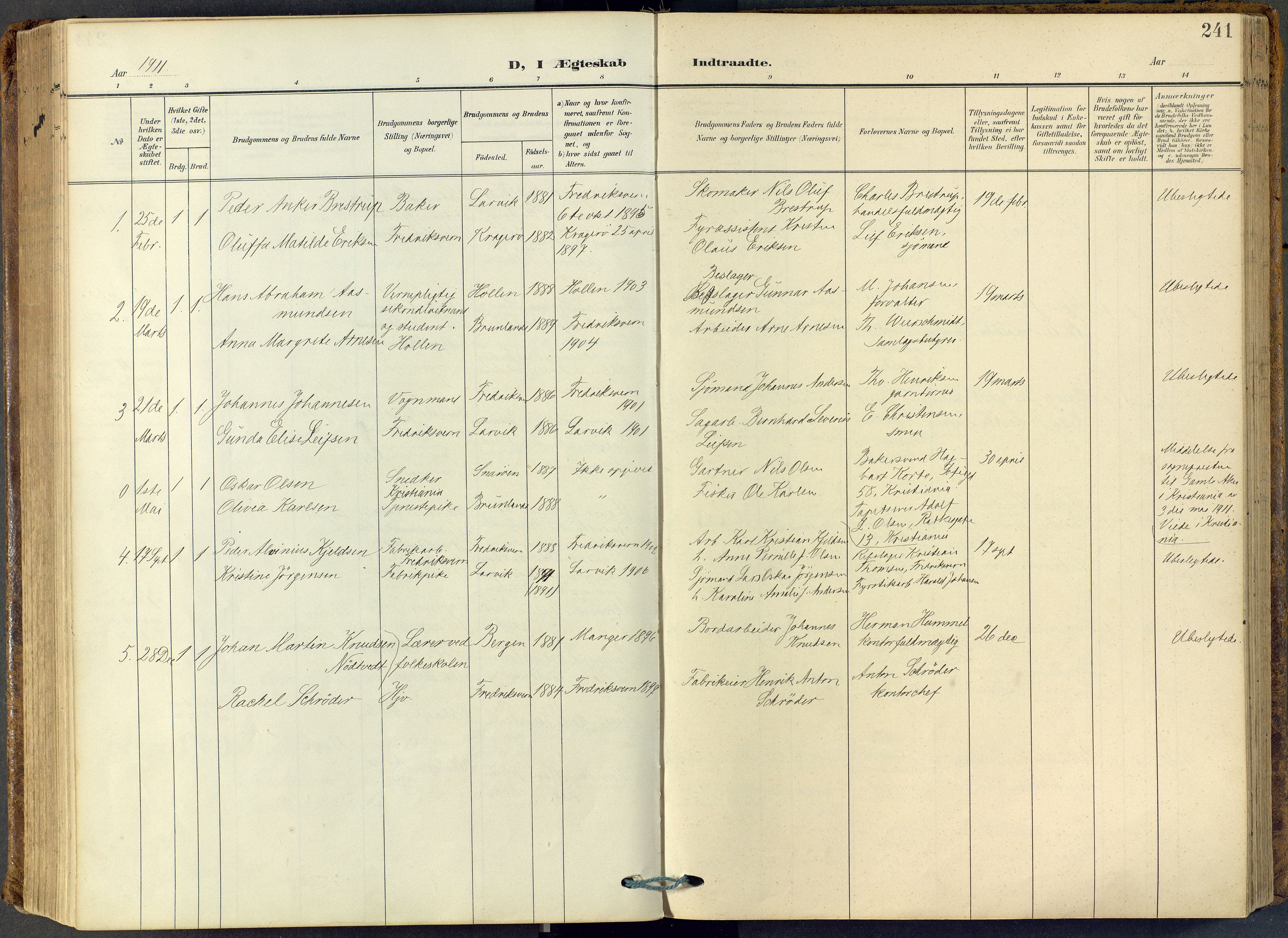 Stavern kirkebøker, SAKO/A-318/F/Fa/L0009: Parish register (official) no. 9, 1906-1955, p. 241