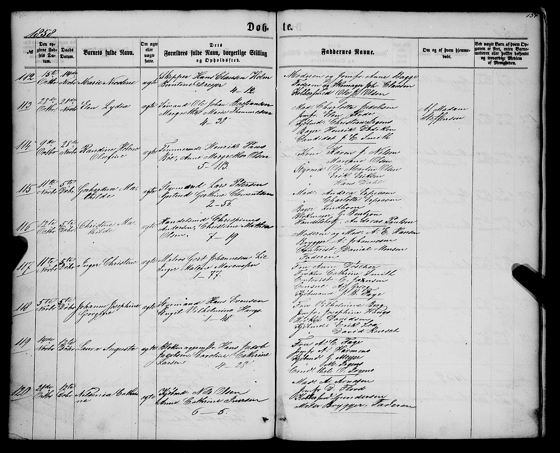 Nykirken Sokneprestembete, SAB/A-77101/H/Haa/L0015: Parish register (official) no. B 2, 1858-1869, p. 154