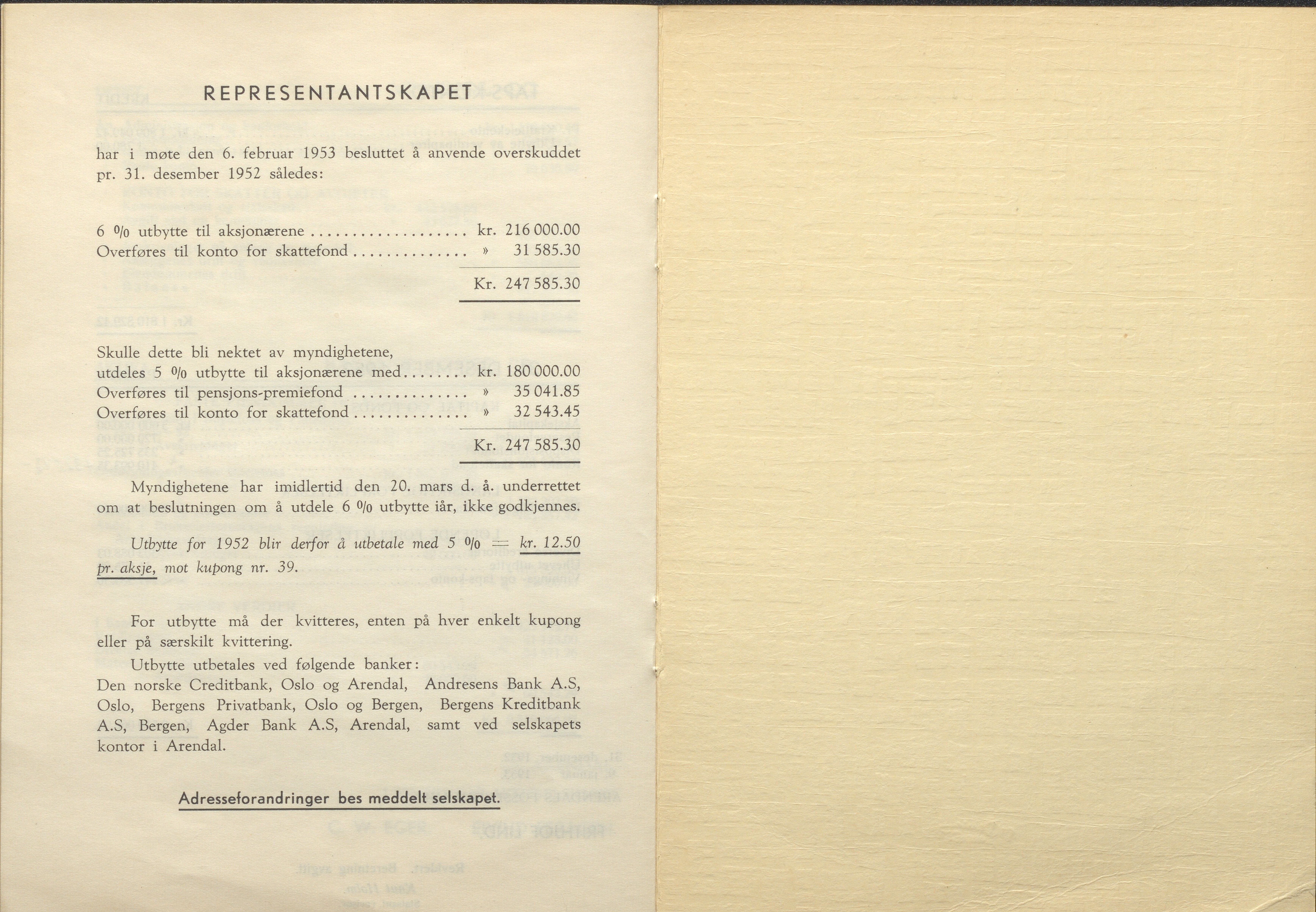 Arendals Fossekompani, AAKS/PA-2413/X/X01/L0001/0012: Beretninger, regnskap, balansekonto, gevinst- og tapskonto / Beretning, regnskap 1945 - 1962, 1945-1962, p. 48