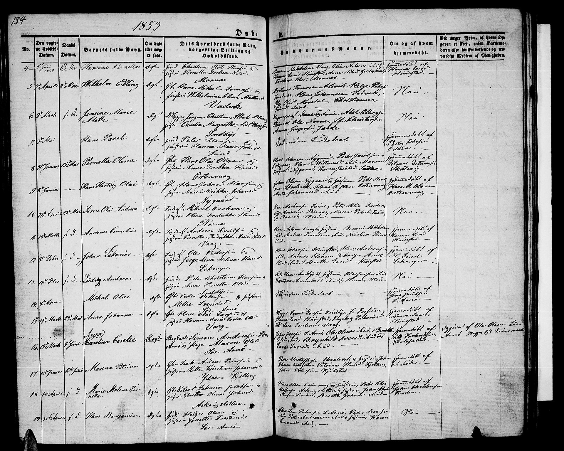 Ministerialprotokoller, klokkerbøker og fødselsregistre - Nordland, AV/SAT-A-1459/805/L0106: Parish register (copy) no. 805C02, 1841-1861, p. 134