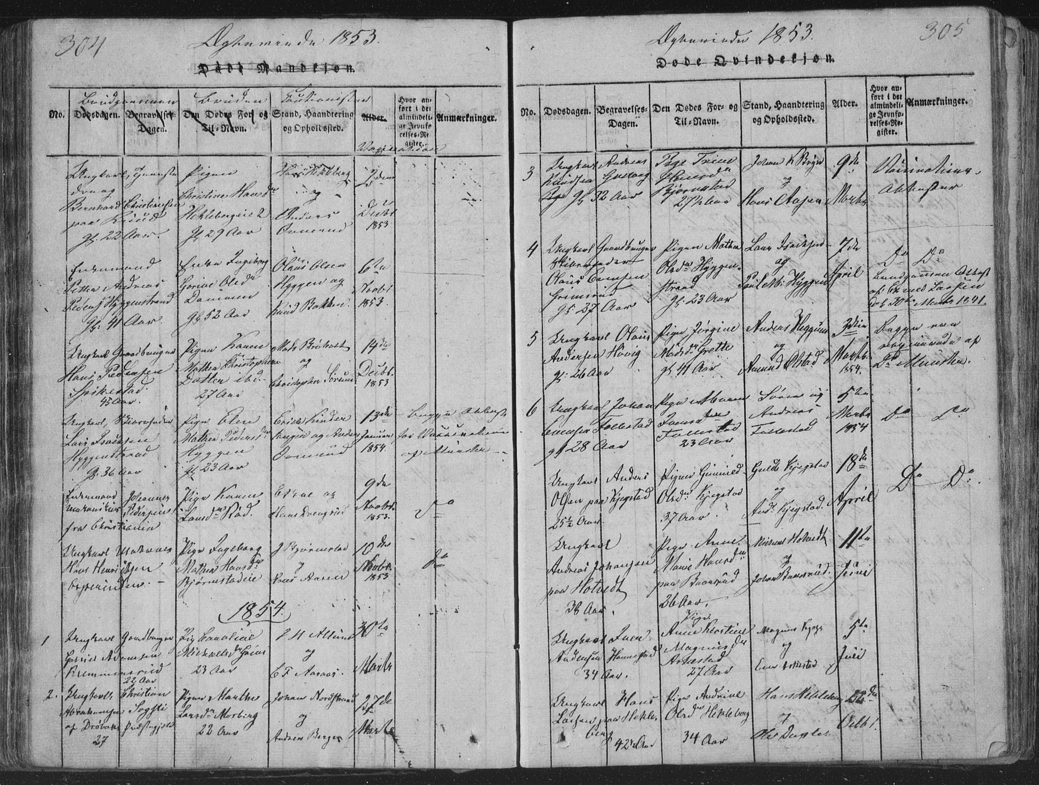 Røyken kirkebøker, SAKO/A-241/G/Ga/L0003: Parish register (copy) no. 3, 1814-1856, p. 304-305