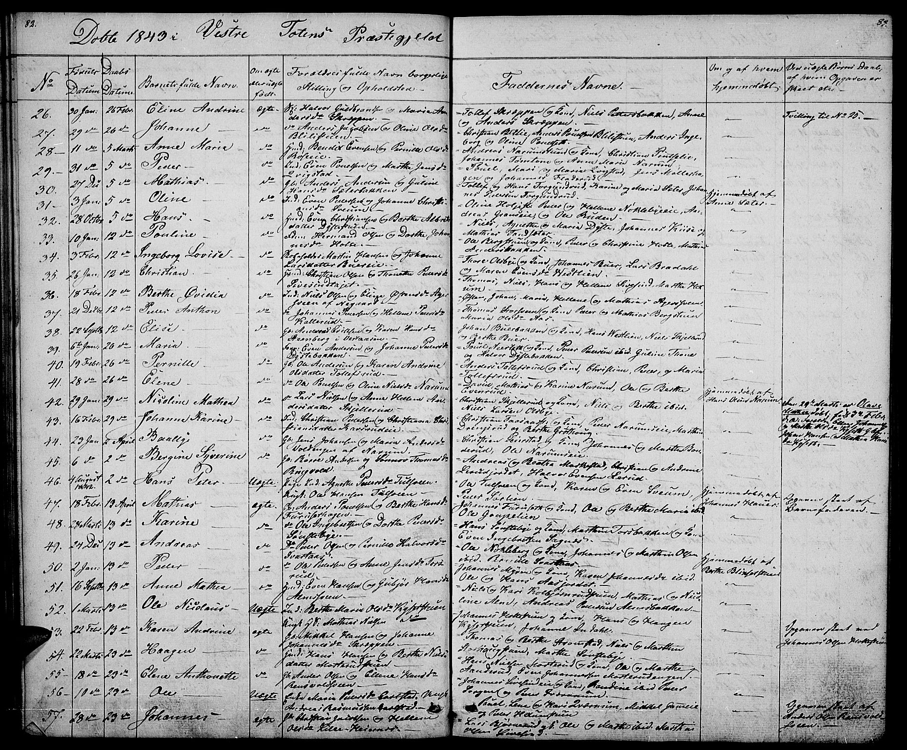 Vestre Toten prestekontor, SAH/PREST-108/H/Ha/Hab/L0002: Parish register (copy) no. 2, 1836-1848, p. 82-83