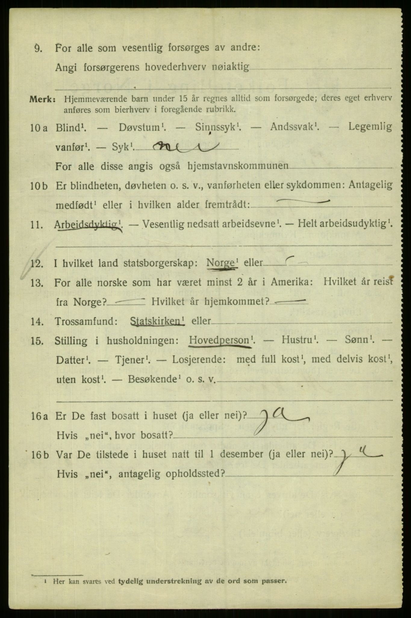 SAB, 1920 census for Bergen, 1920, p. 233819