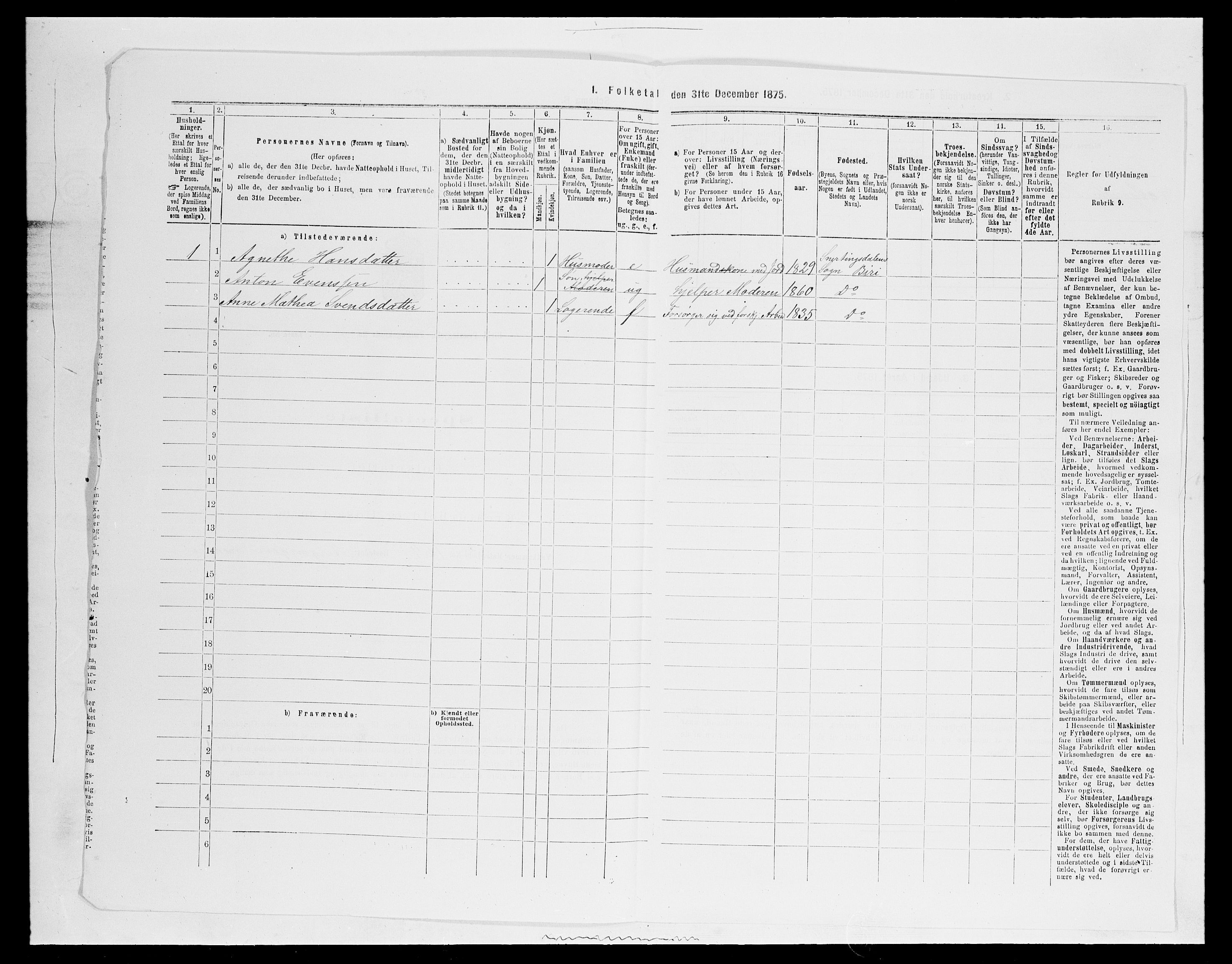 SAH, 1875 census for 0525P Biri, 1875, p. 1297