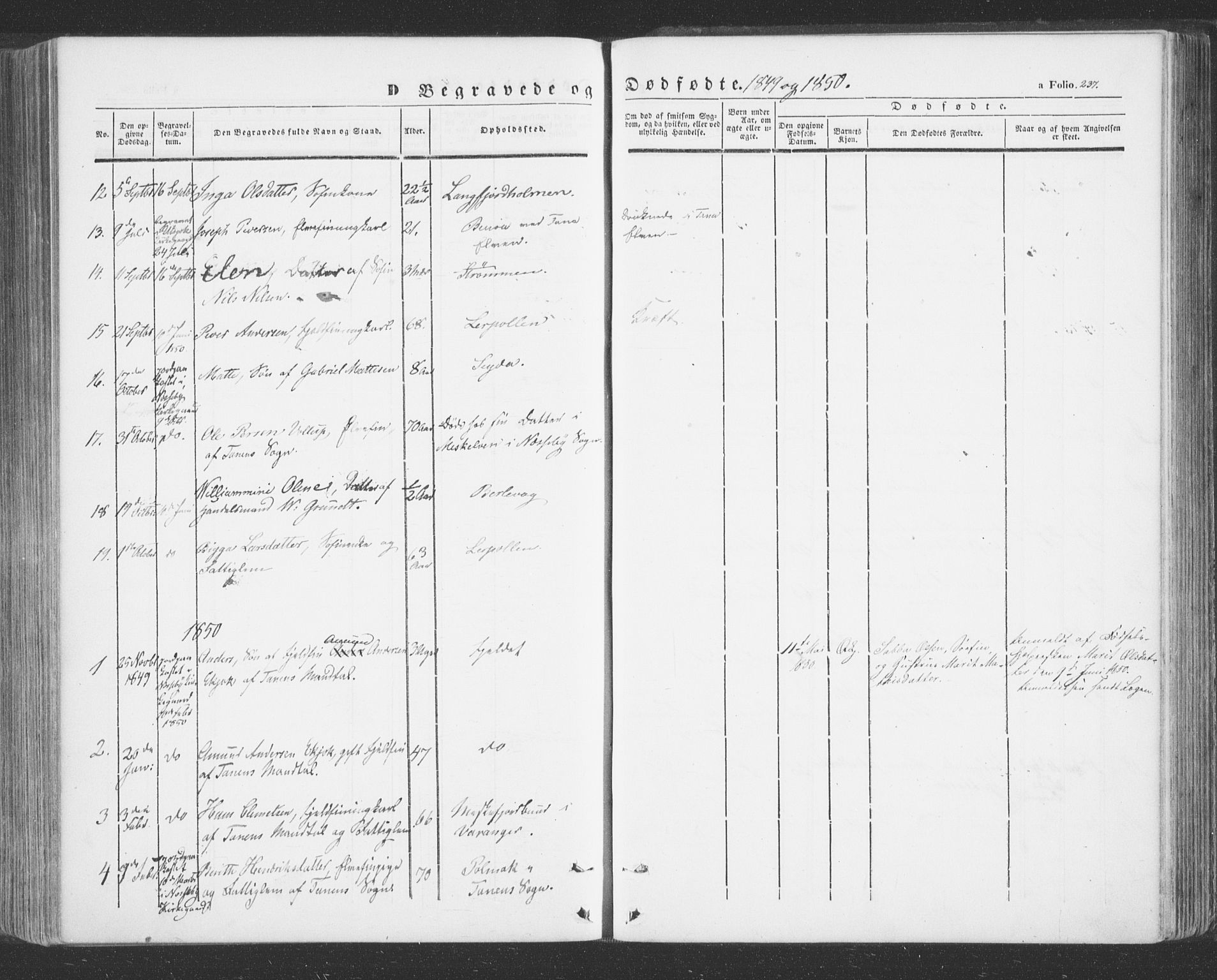 Tana sokneprestkontor, SATØ/S-1334/H/Ha/L0001kirke: Parish register (official) no. 1, 1846-1861, p. 237