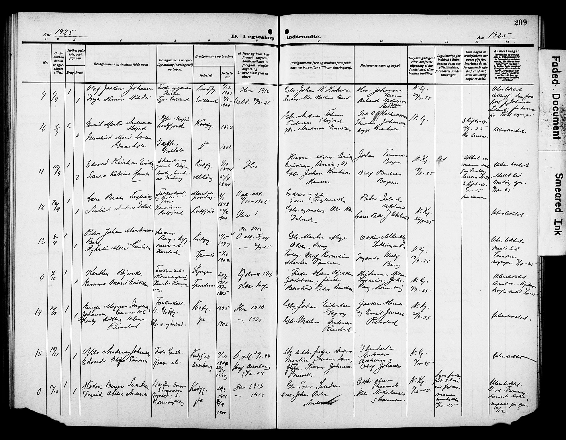 Kvæfjord sokneprestkontor, AV/SATØ-S-1323/G/Ga/Gab/L0006klokker: Parish register (copy) no. 6, 1912-1931, p. 209