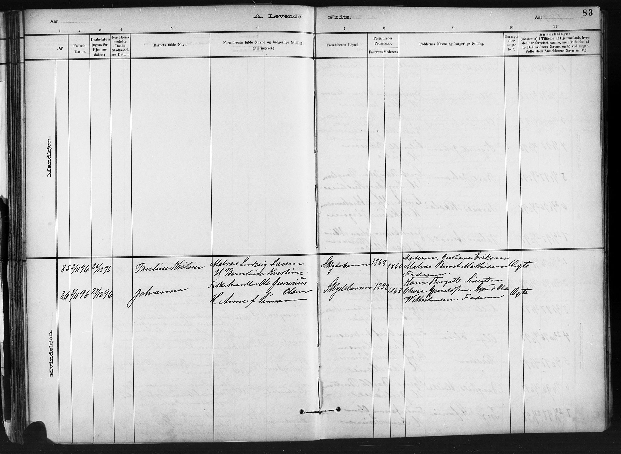 Barbu sokneprestkontor, AV/SAK-1111-0003/F/Fb/L0002: Parish register (copy) no. B 2, 1890-1922, p. 83