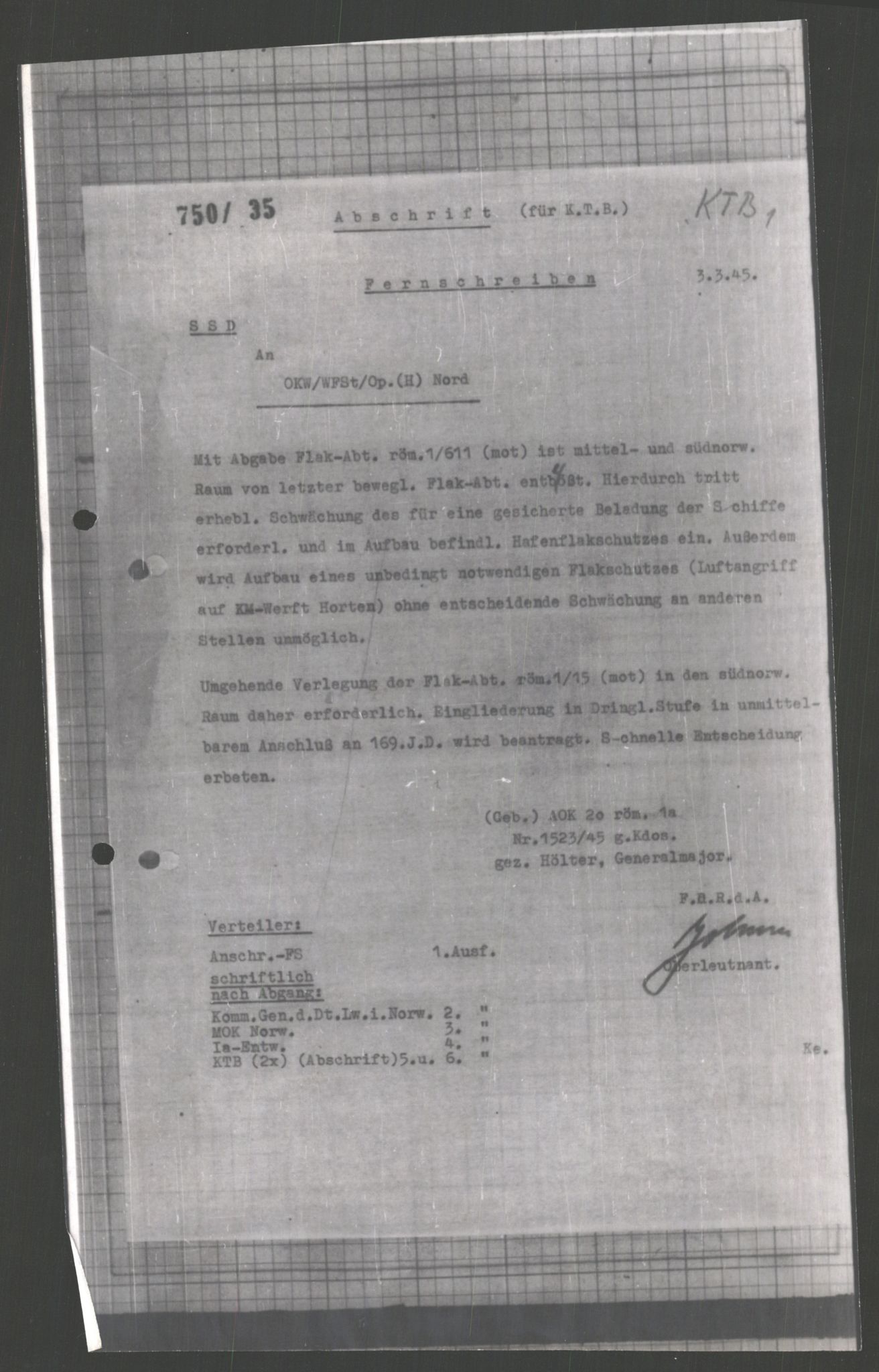 Forsvarets Overkommando. 2 kontor. Arkiv 11.4. Spredte tyske arkivsaker, AV/RA-RAFA-7031/D/Dar/Dara/L0003: Krigsdagbøker for 20. Gebirgs-Armee-Oberkommando (AOK 20), 1945, p. 423