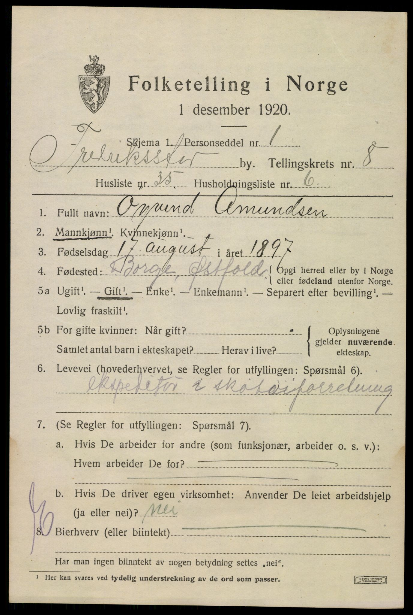 SAO, 1920 census for Fredrikstad, 1920, p. 24171