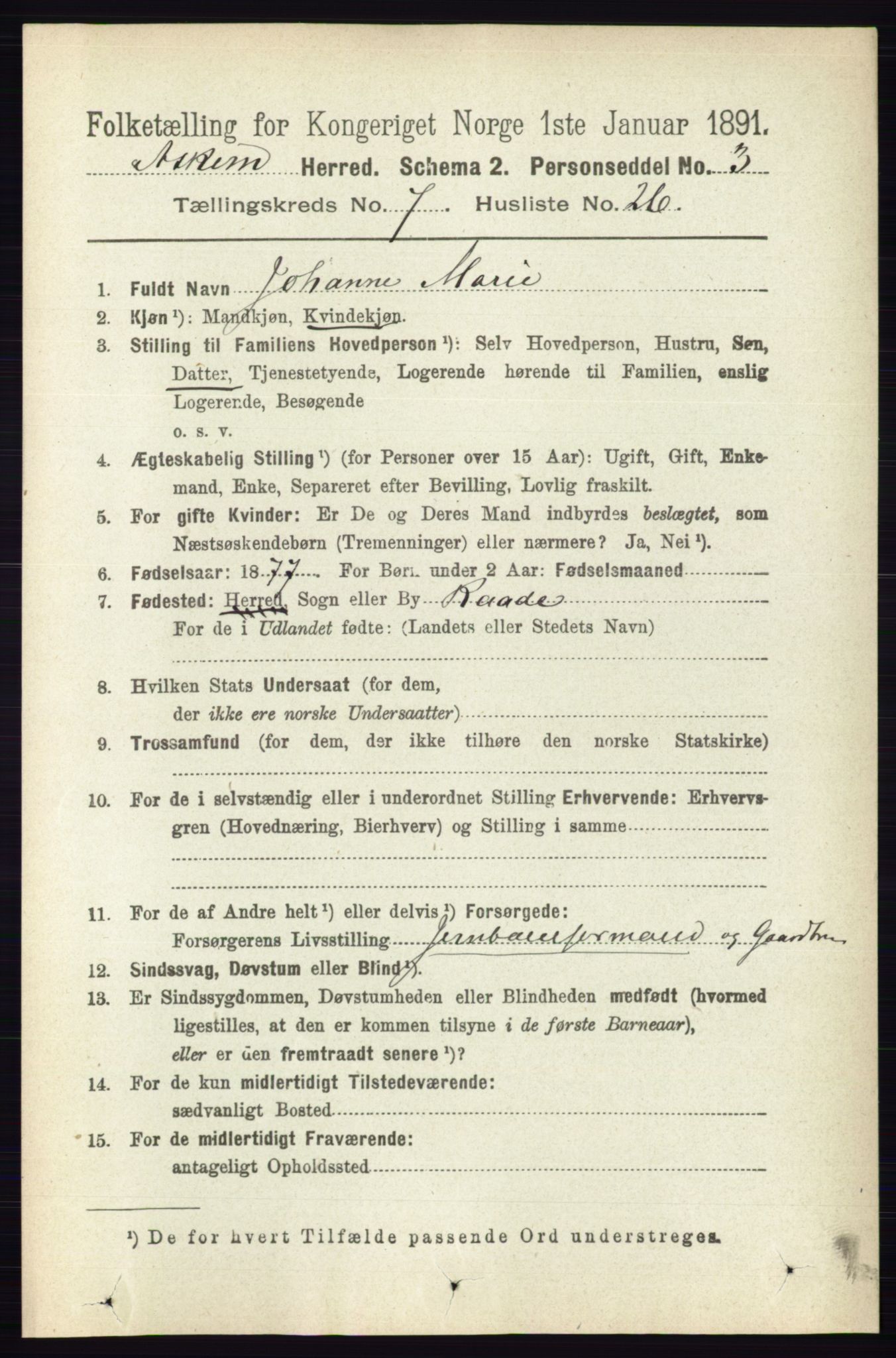 RA, 1891 census for 0124 Askim, 1891, p. 1158