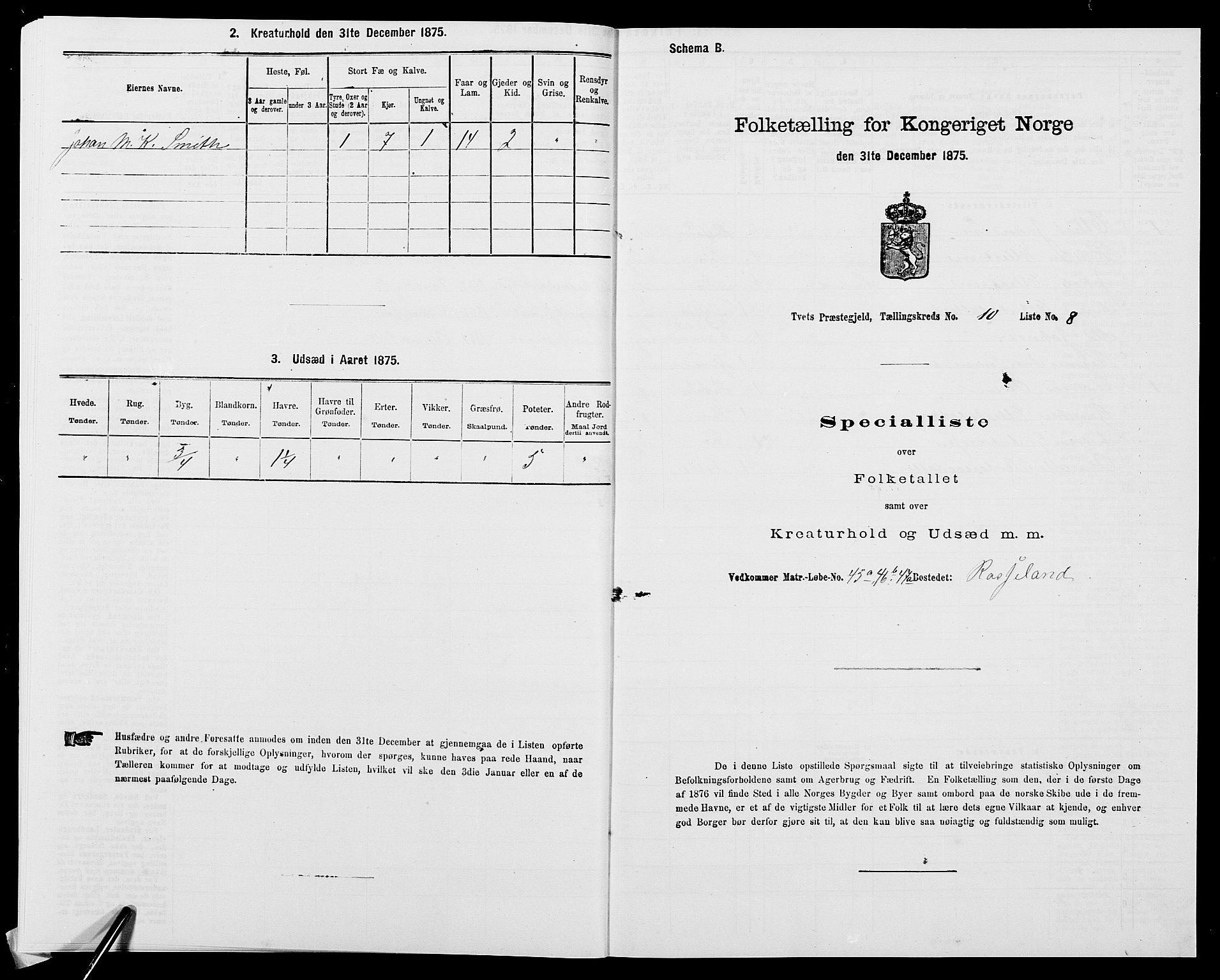 SAK, 1875 census for 1013P Tveit, 1875, p. 1200