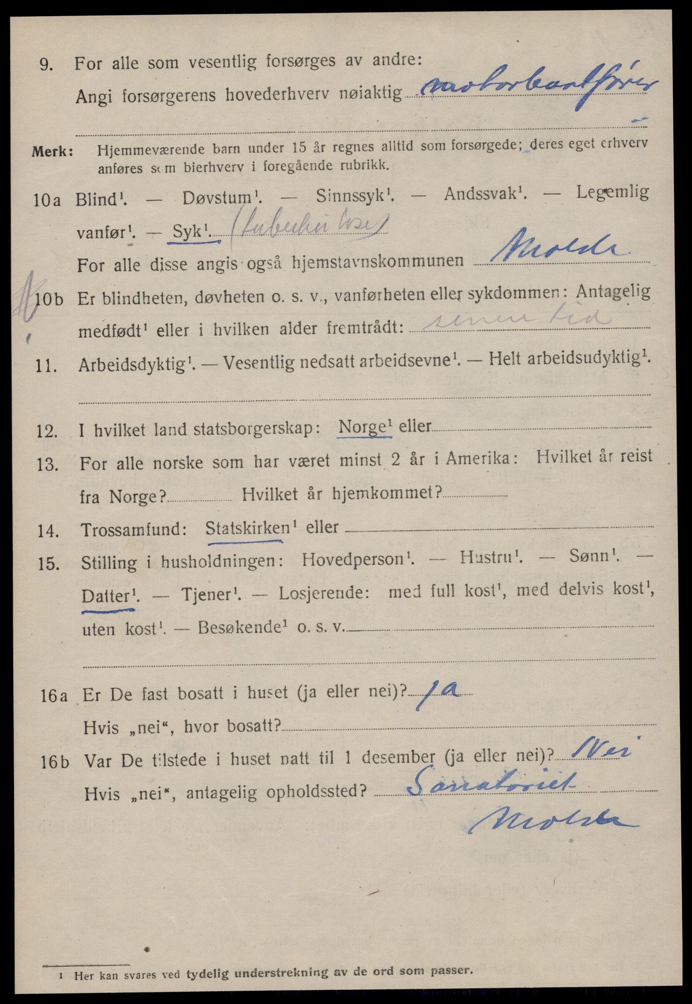 SAT, 1920 census for Molde, 1920, p. 5384