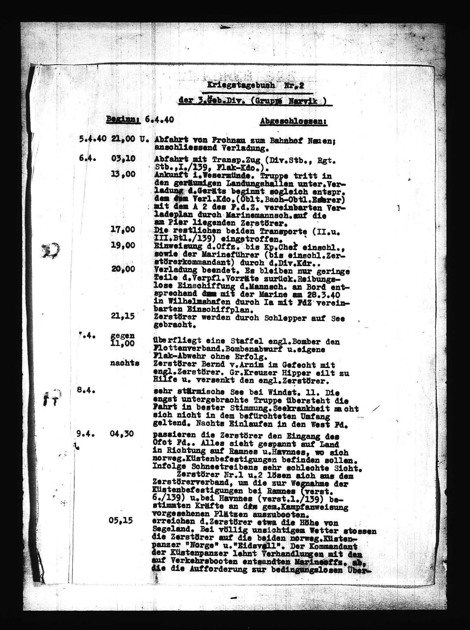 Documents Section, AV/RA-RAFA-2200/V/L0086: Amerikansk mikrofilm "Captured German Documents".
Box No. 725.  FKA jnr. 601/1954., 1940, p. 294
