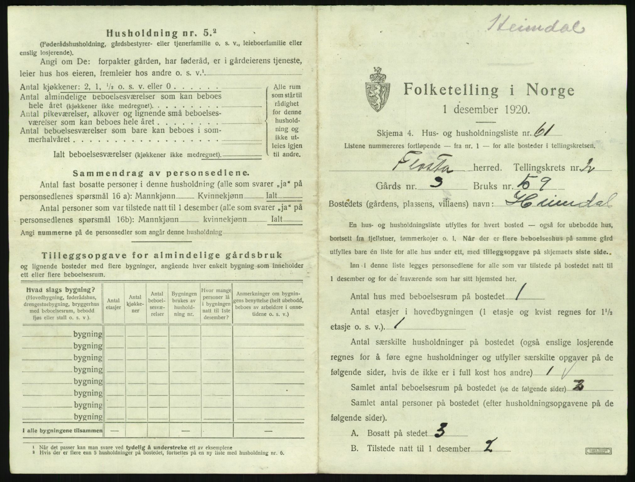 SAK, 1920 census for Flosta, 1920, p. 230