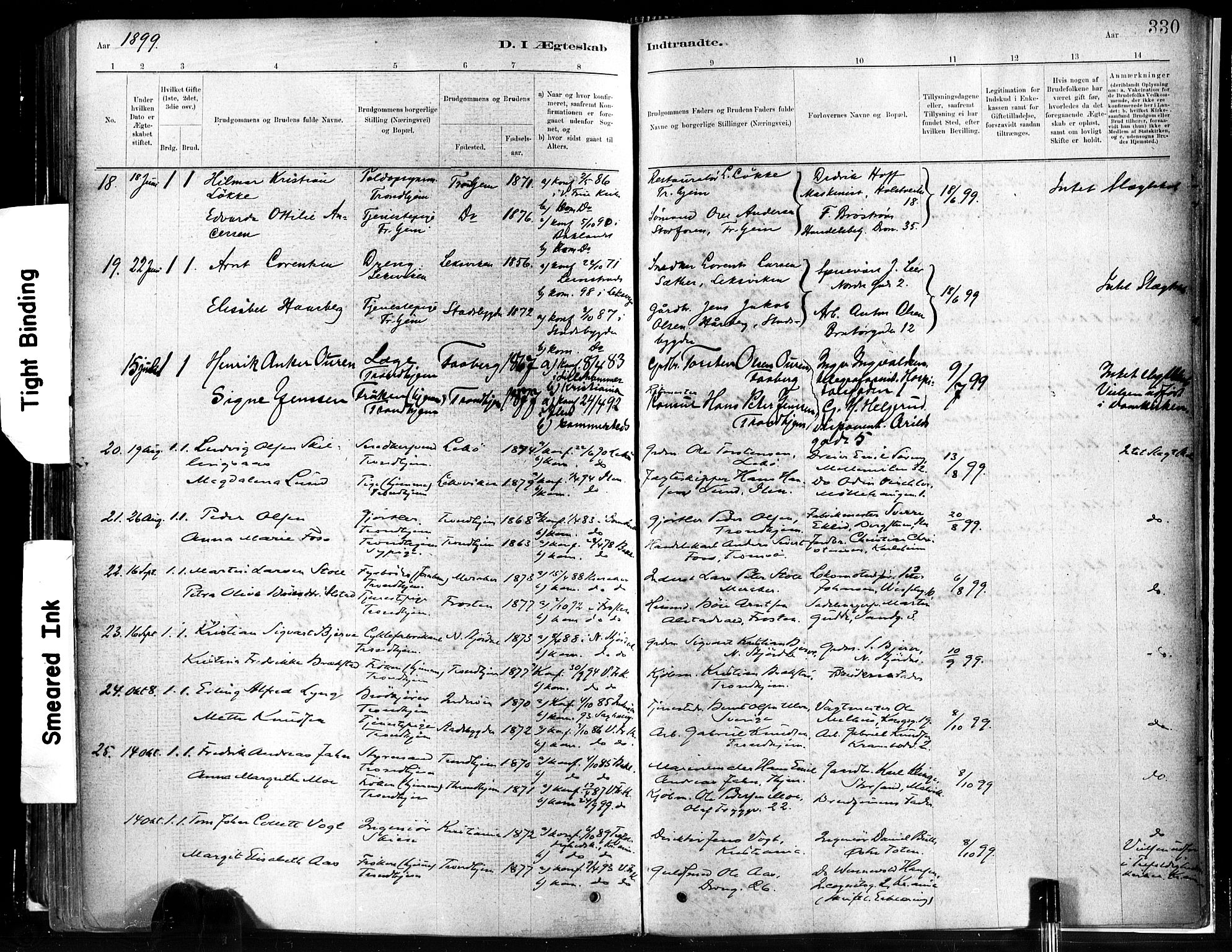 Ministerialprotokoller, klokkerbøker og fødselsregistre - Sør-Trøndelag, SAT/A-1456/602/L0119: Parish register (official) no. 602A17, 1880-1901, p. 330