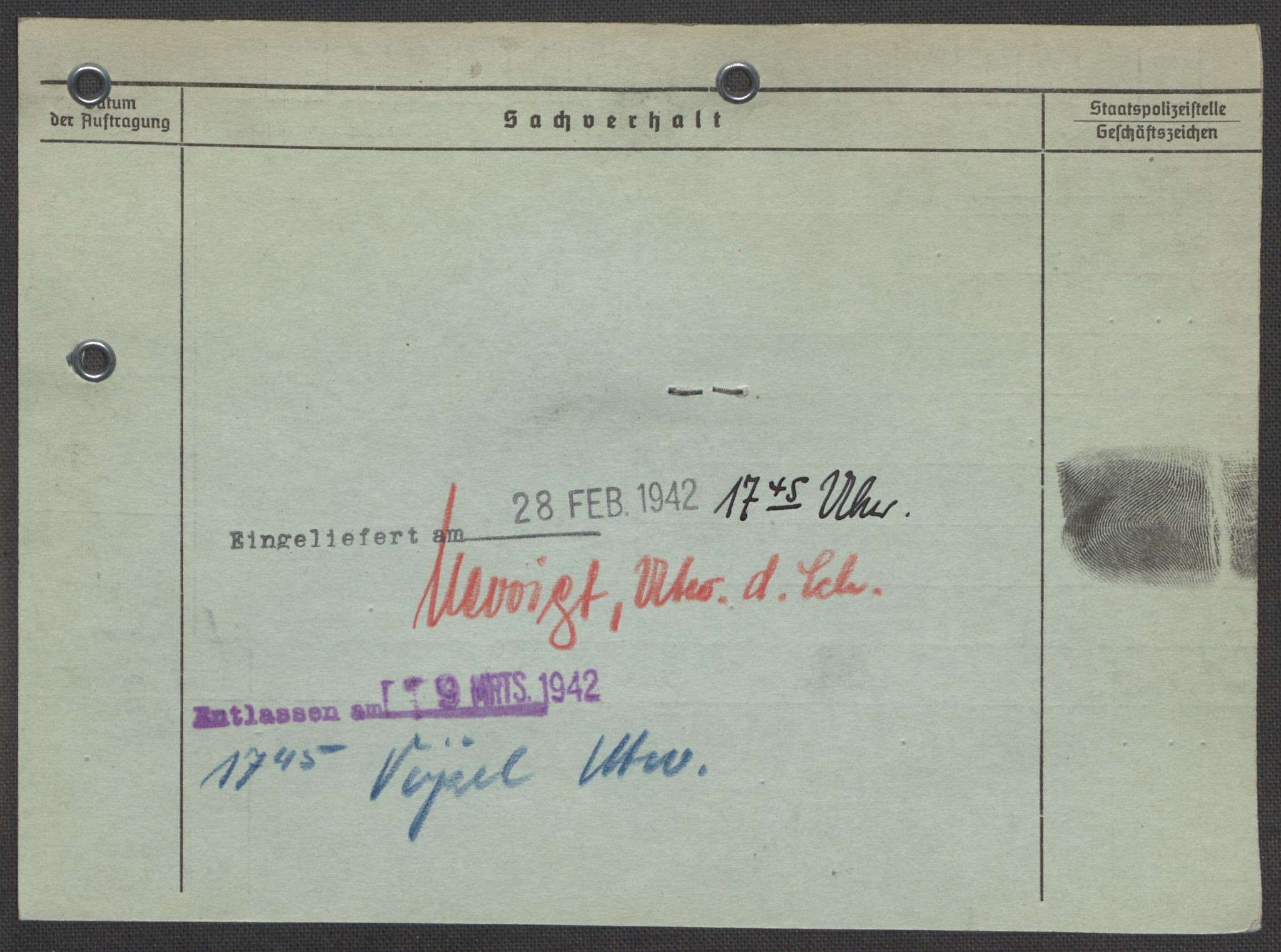 Befehlshaber der Sicherheitspolizei und des SD, RA/RAFA-5969/E/Ea/Eaa/L0010: Register over norske fanger i Møllergata 19: Sø-Å, 1940-1945, p. 769