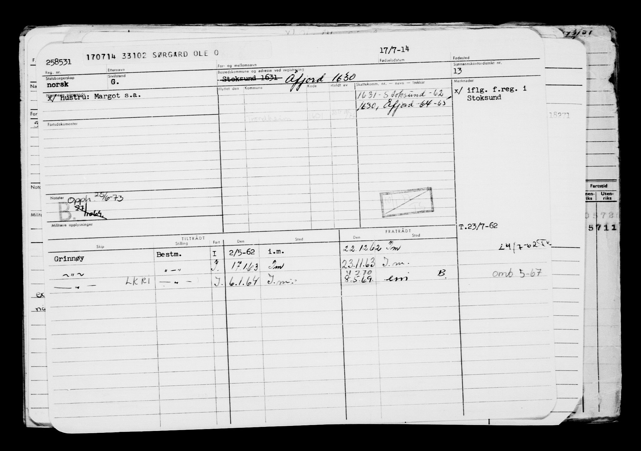 Direktoratet for sjømenn, RA/S-3545/G/Gb/L0122: Hovedkort, 1914, p. 537