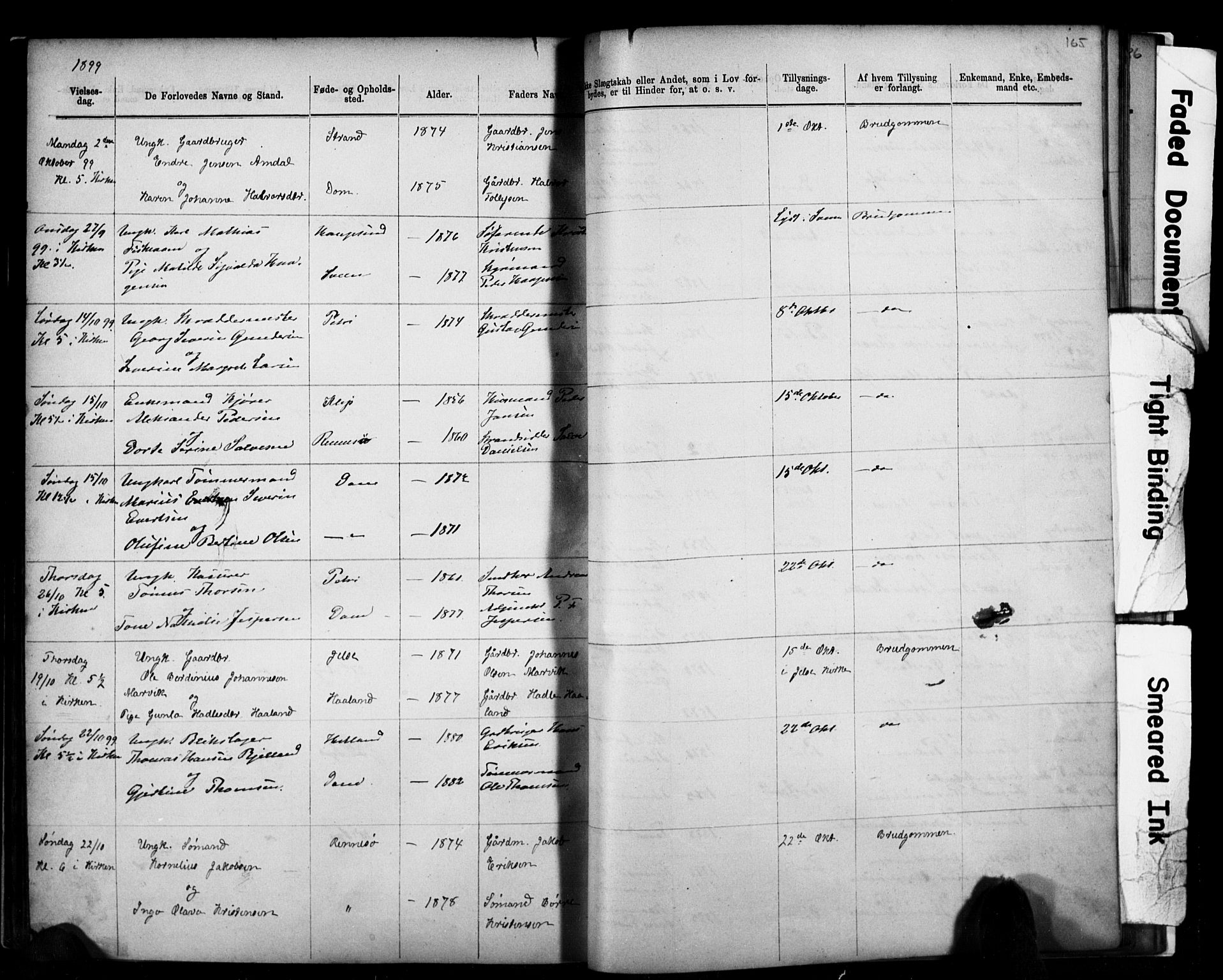Domkirken sokneprestkontor, SAST/A-101812/001/30/30BB/L0014: Parish register (copy) no. B 14, 1875-1902, p. 165