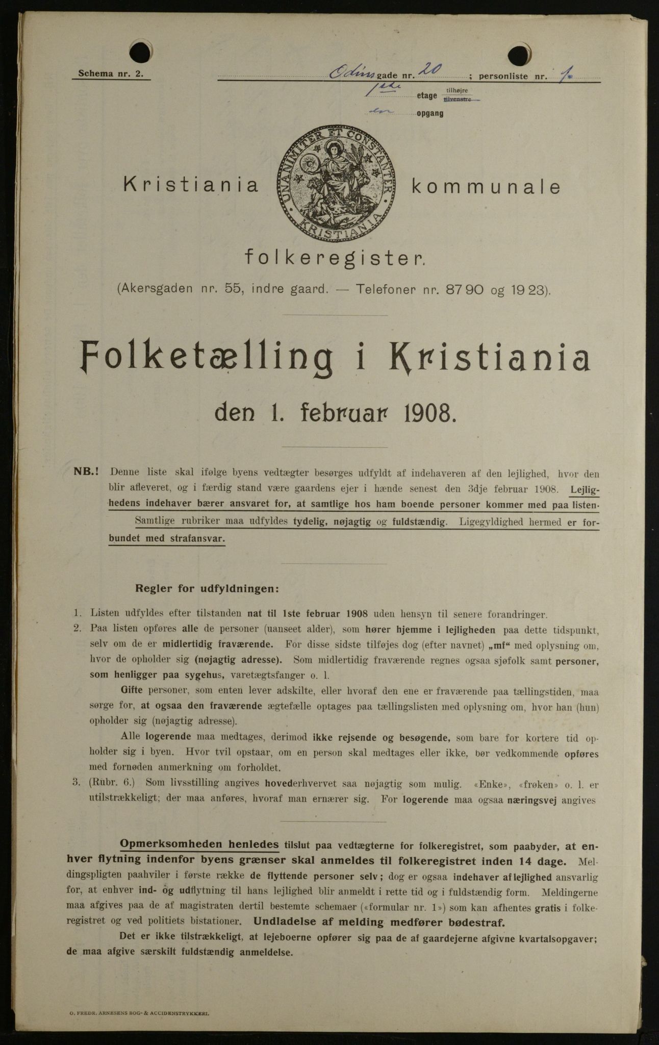 OBA, Municipal Census 1908 for Kristiania, 1908, p. 67312