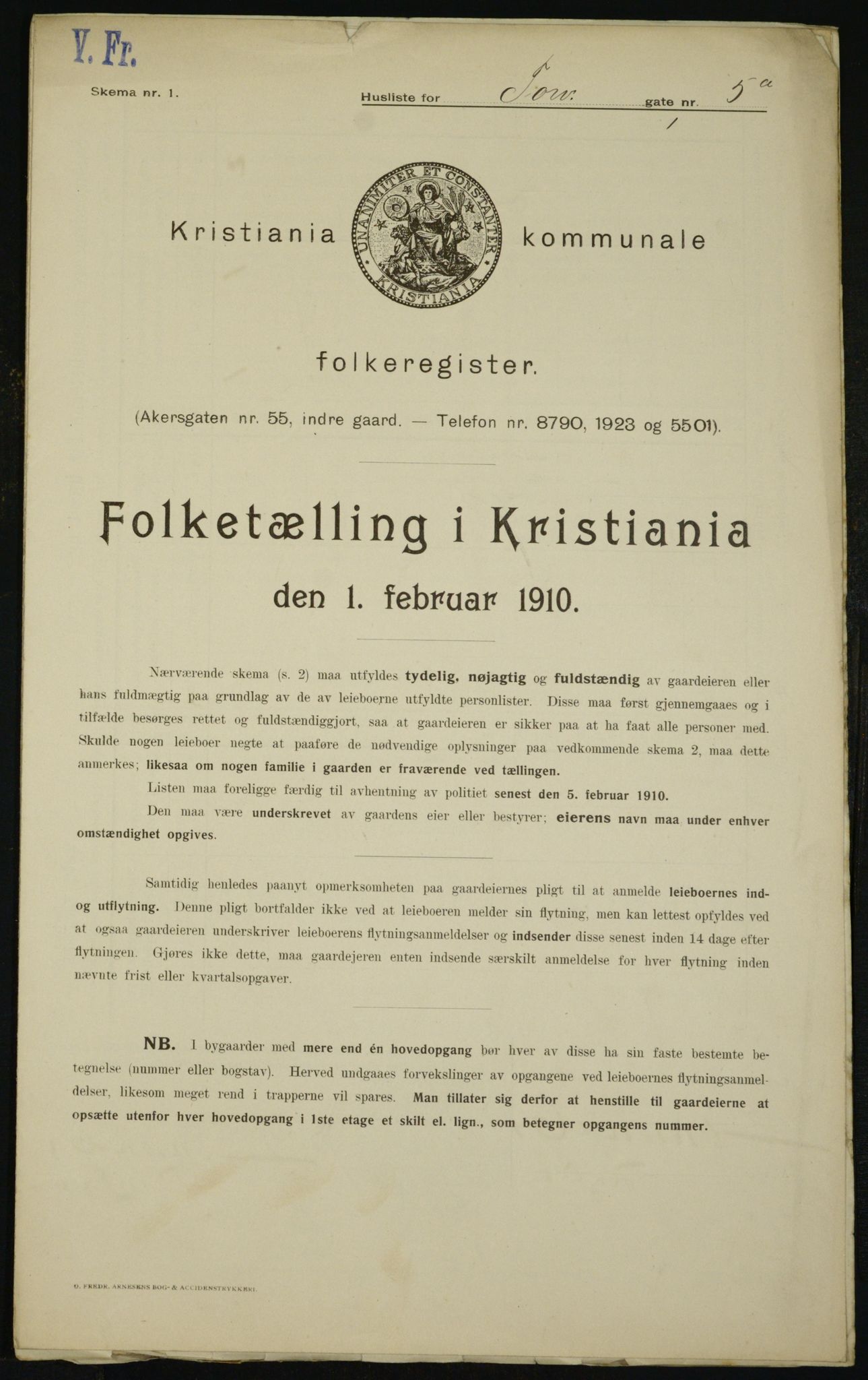 OBA, Municipal Census 1910 for Kristiania, 1910, p. 108112