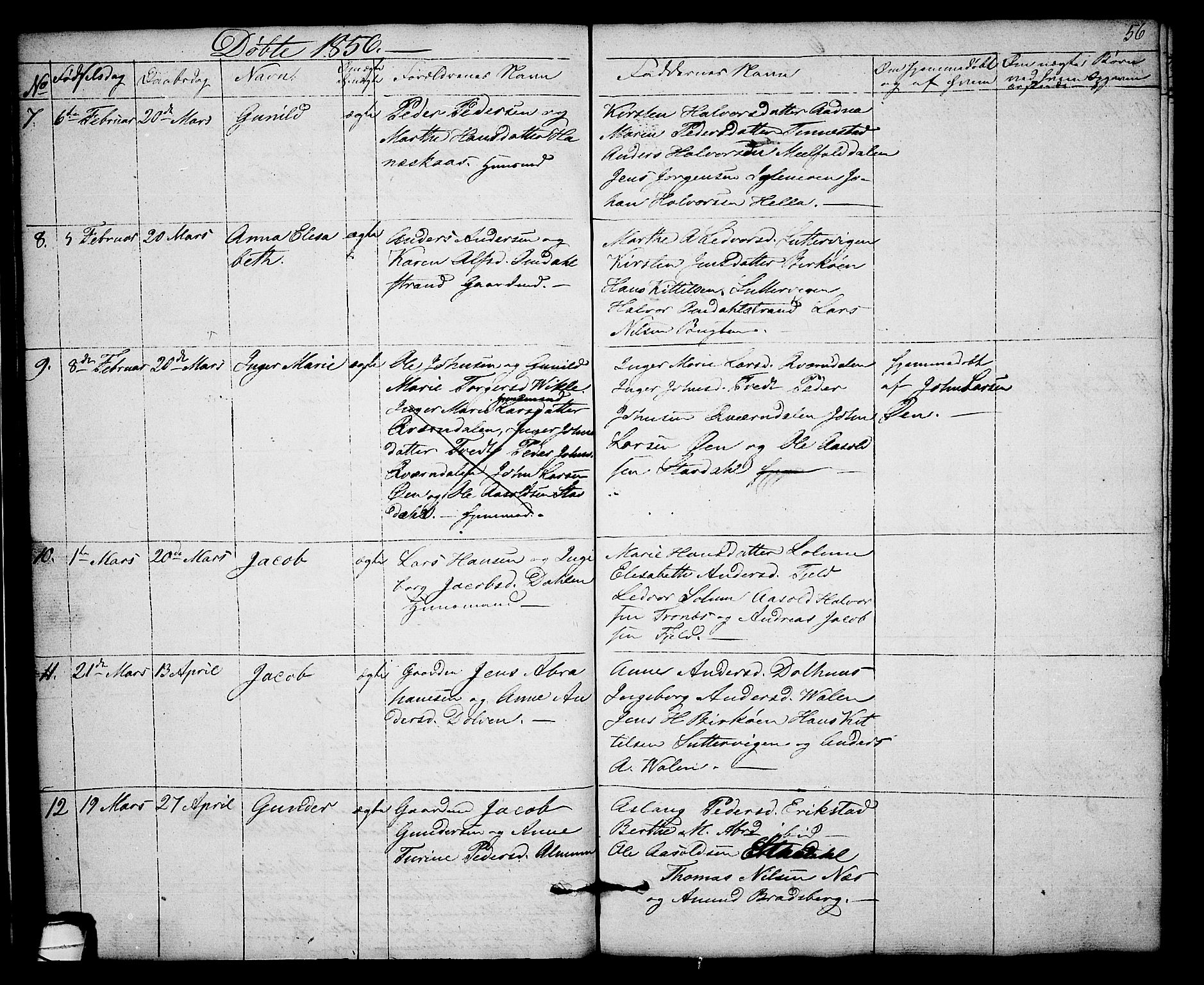 Solum kirkebøker, SAKO/A-306/G/Gb/L0001: Parish register (copy) no. II 1, 1848-1859, p. 56