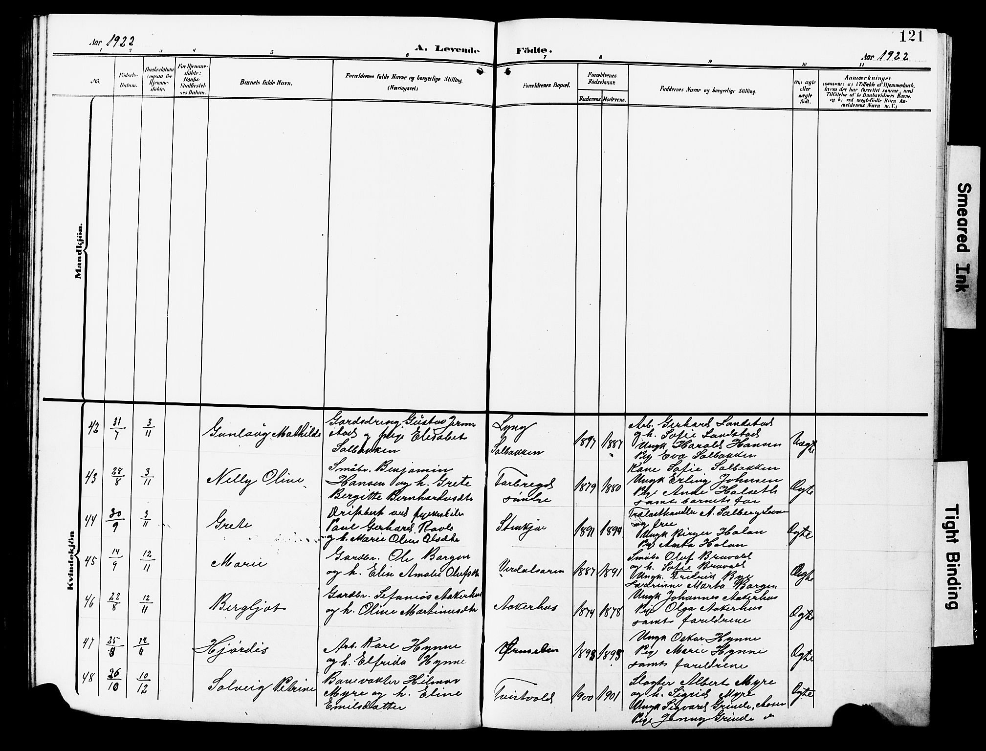 Ministerialprotokoller, klokkerbøker og fødselsregistre - Nord-Trøndelag, AV/SAT-A-1458/723/L0258: Parish register (copy) no. 723C06, 1908-1927, p. 121