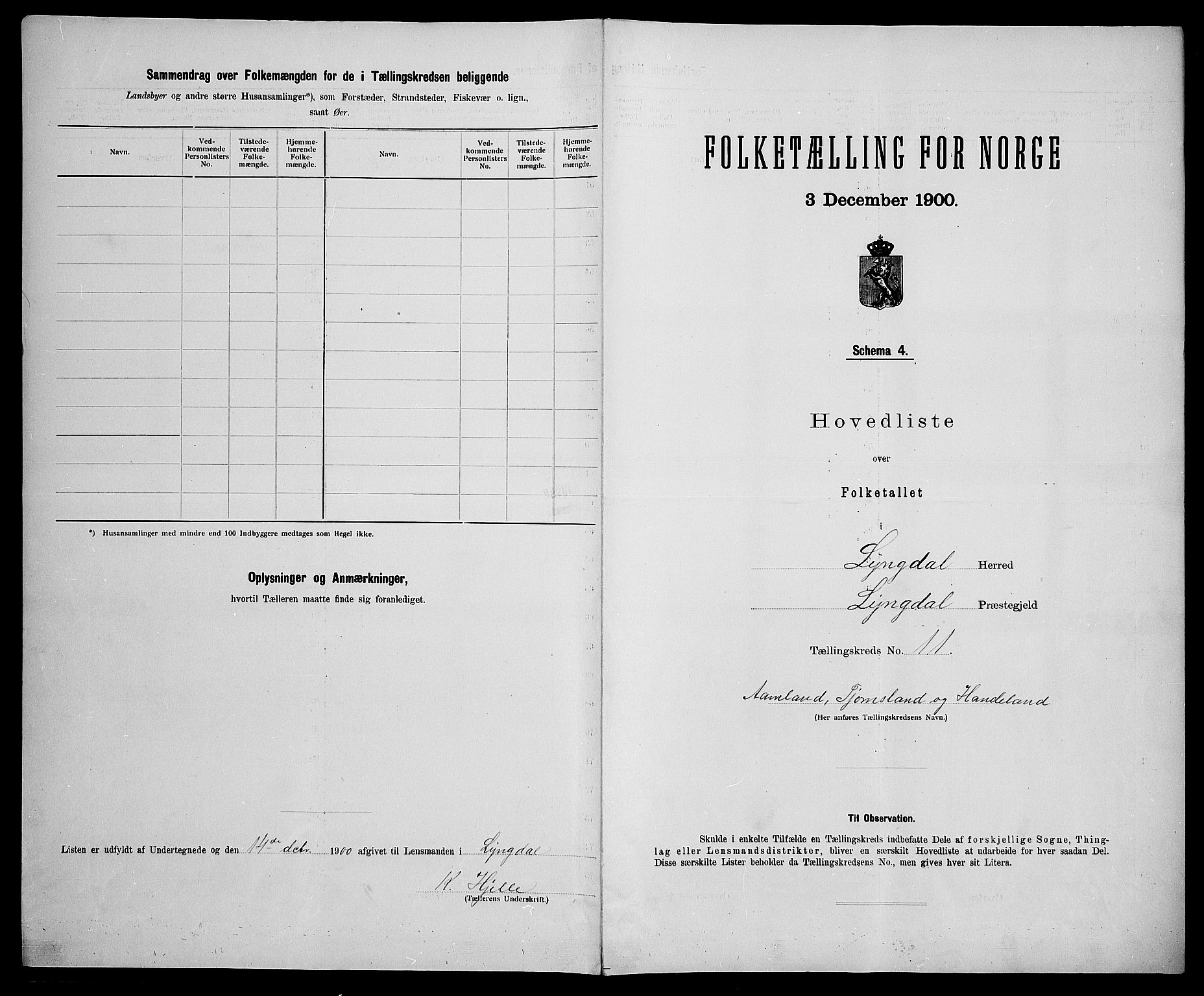 SAK, 1900 census for Lyngdal, 1900, p. 42