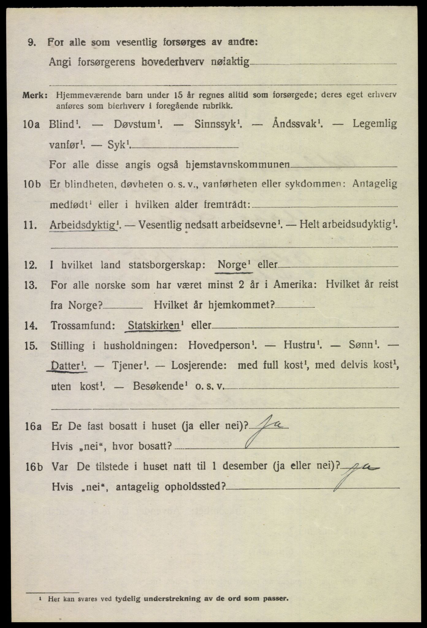 SAK, 1920 census for Oddernes, 1920, p. 5558