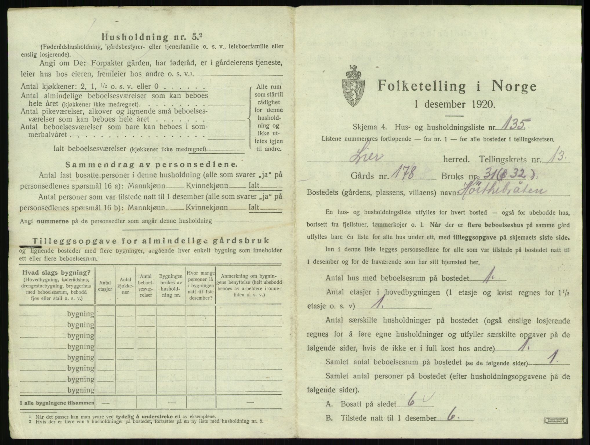 SAKO, 1920 census for Lier, 1920, p. 2501