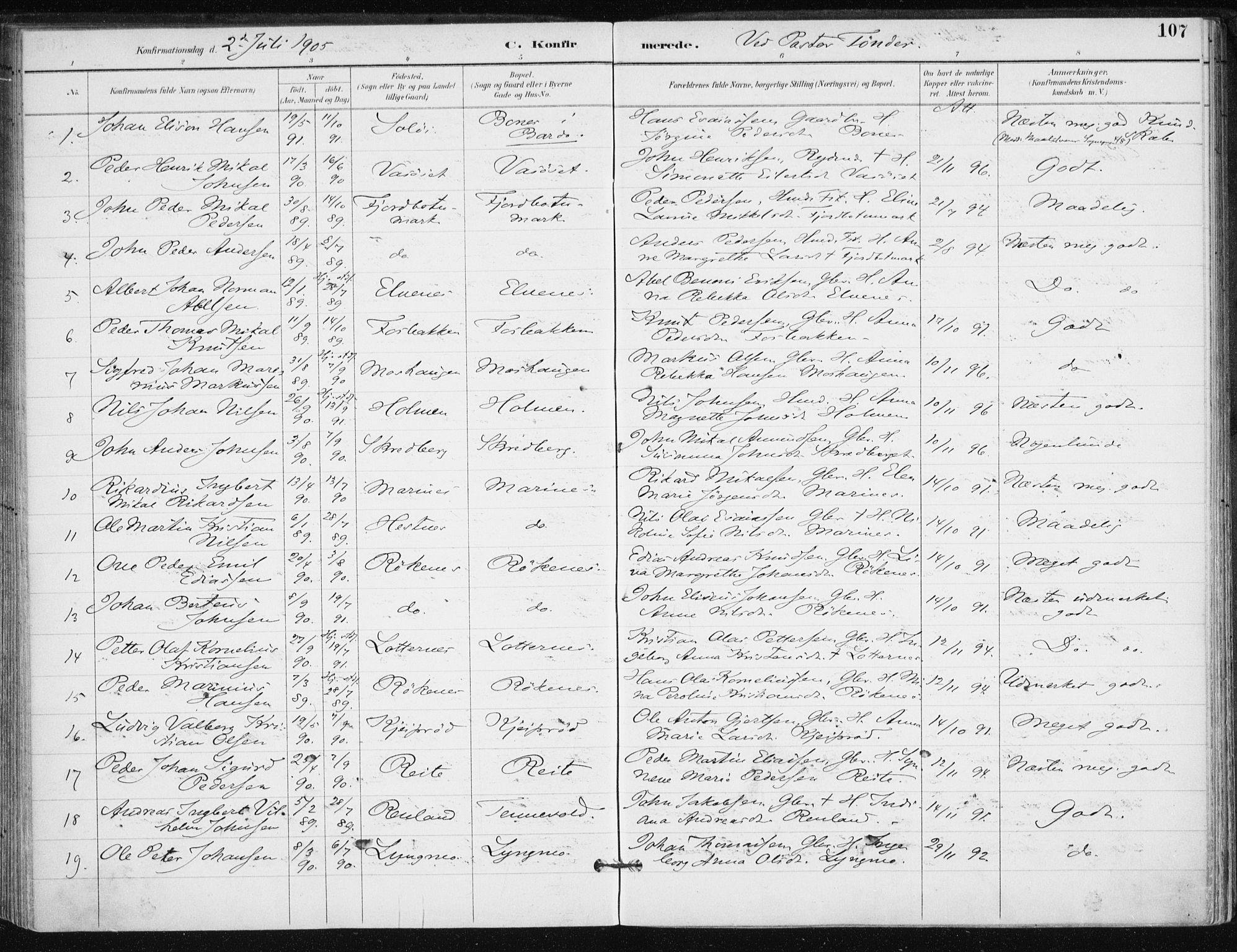 Salangen sokneprestembete, SATØ/S-1324/H/Ha/L0001kirke: Parish register (official) no. 1, 1893-1911, p. 107