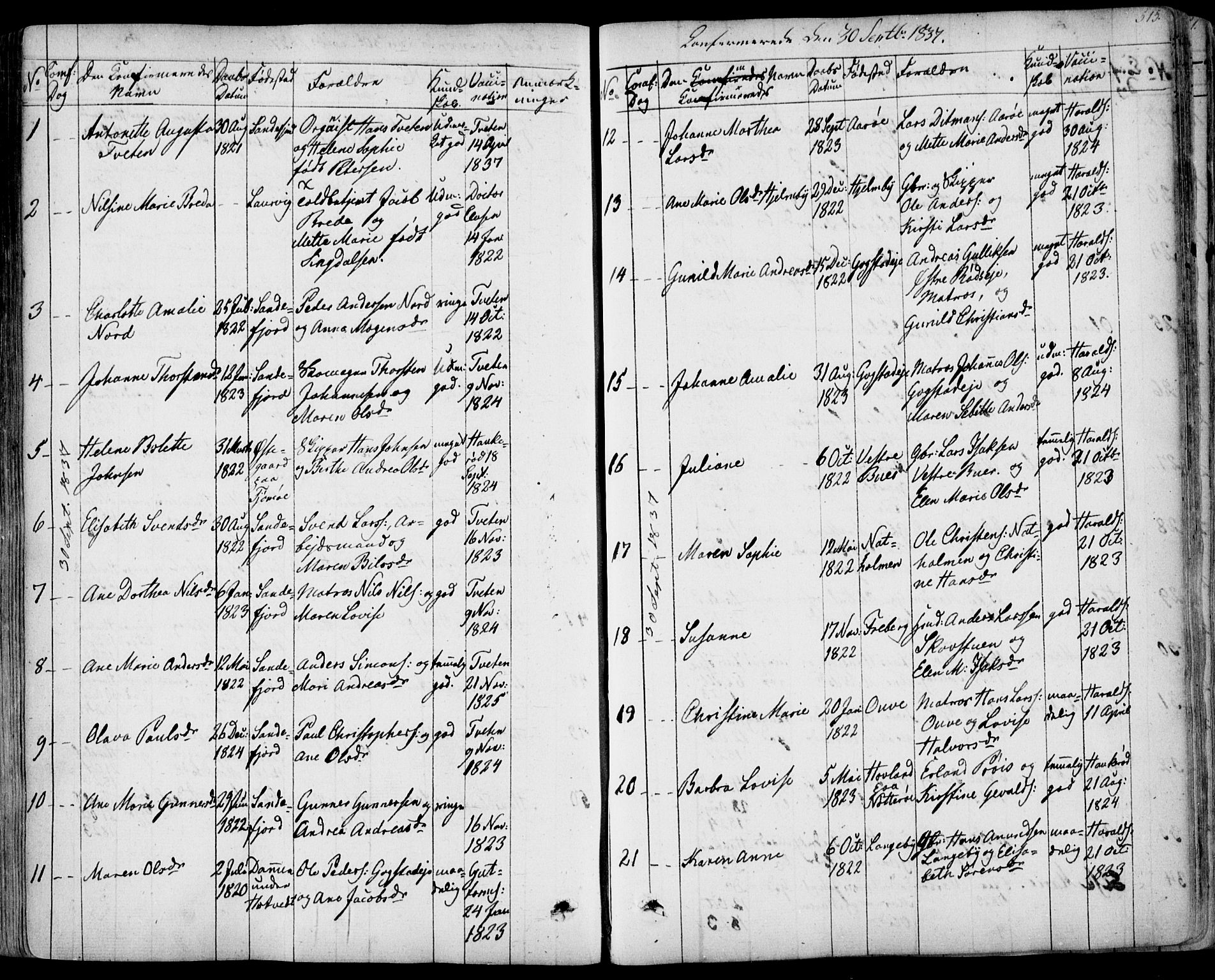 Sandar kirkebøker, SAKO/A-243/F/Fa/L0005: Parish register (official) no. 5, 1832-1847, p. 514-515