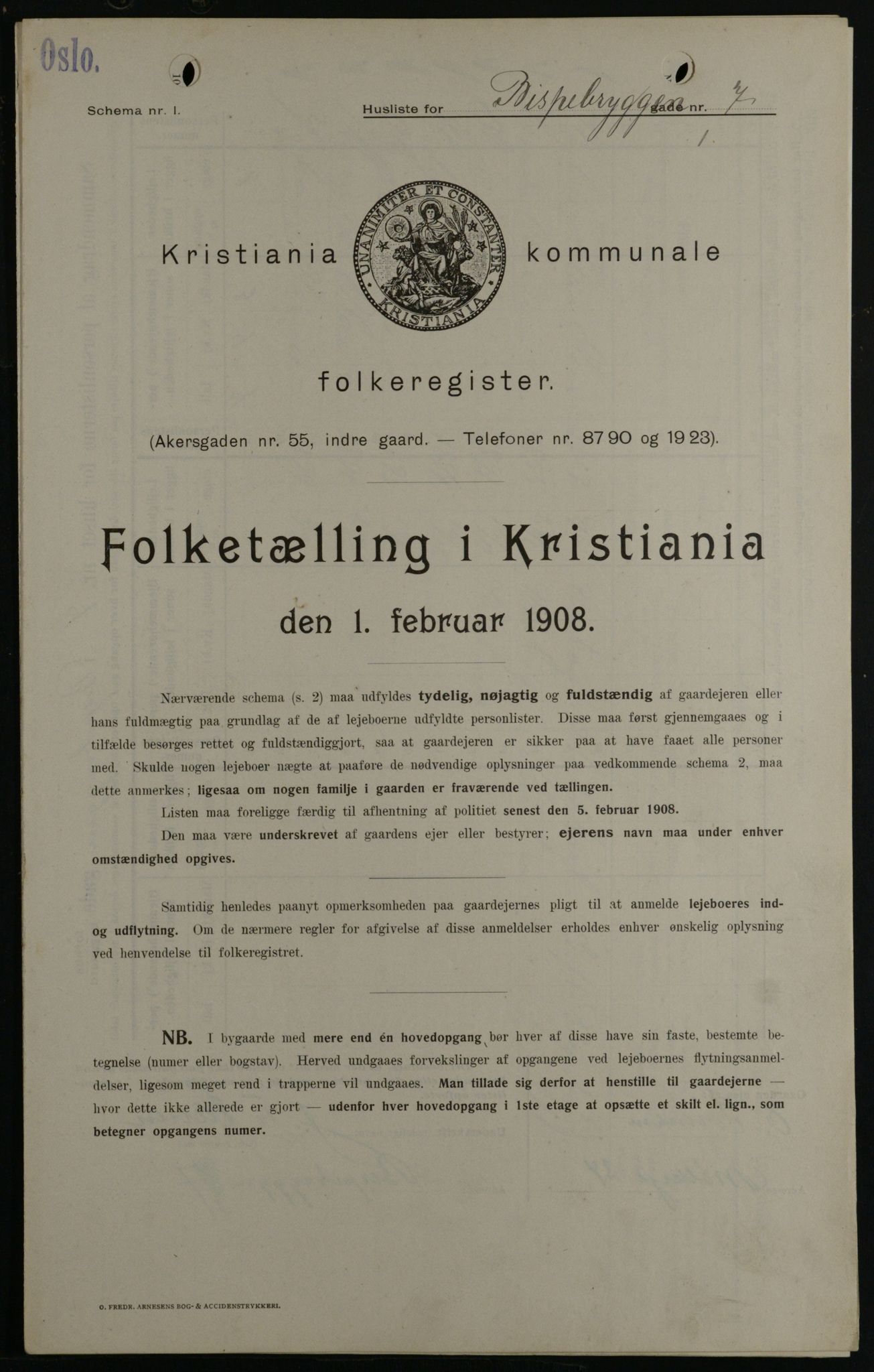 OBA, Municipal Census 1908 for Kristiania, 1908, p. 5240
