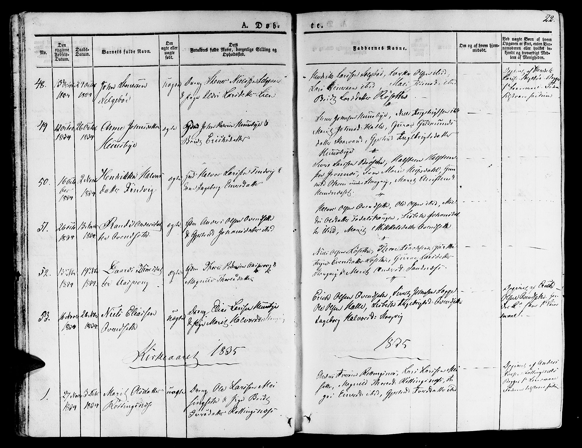 Ministerialprotokoller, klokkerbøker og fødselsregistre - Møre og Romsdal, SAT/A-1454/592/L1024: Parish register (official) no. 592A03 /1, 1831-1849, p. 22