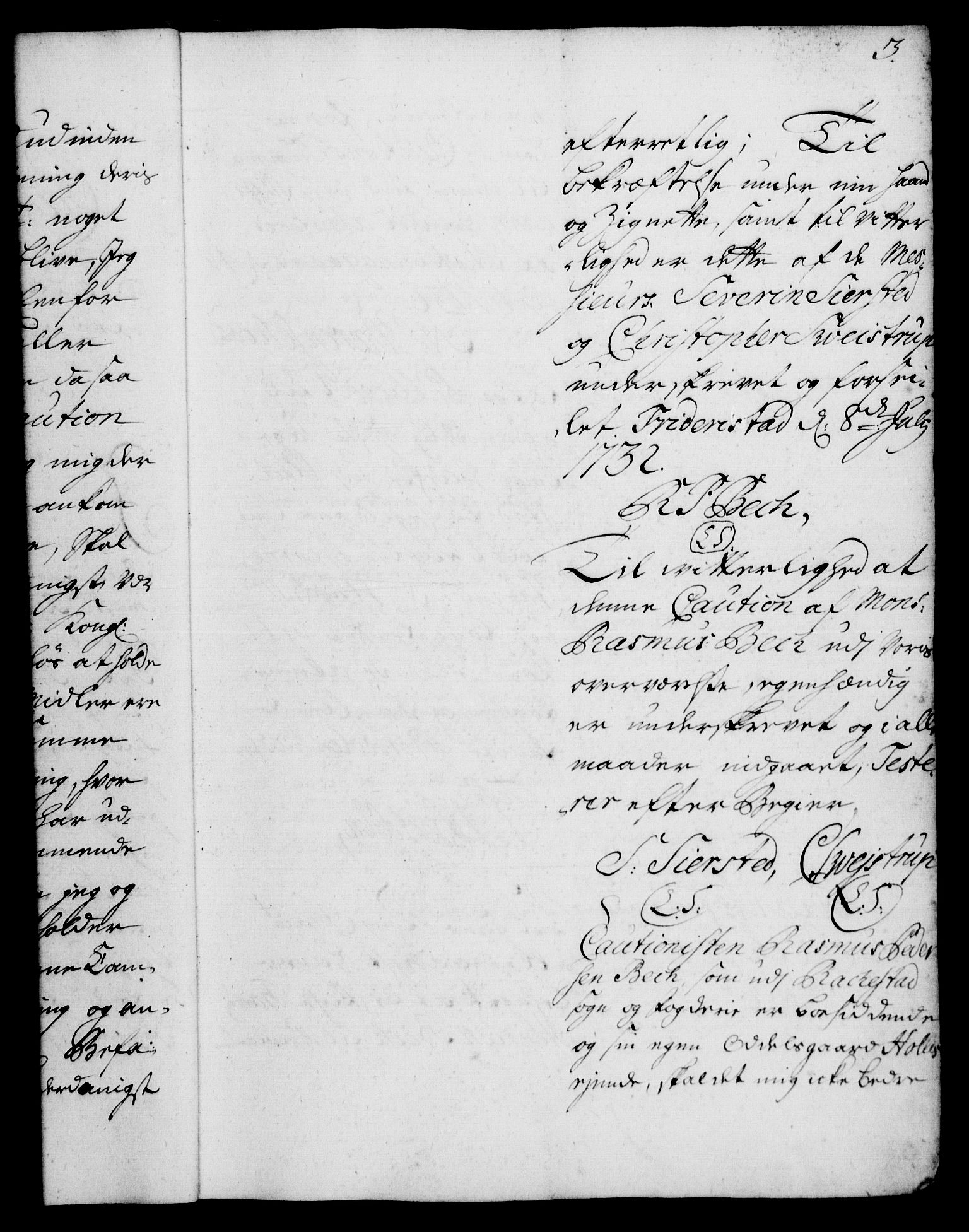 Rentekammeret, Kammerkanselliet, RA/EA-3111/G/Gh/Ghd/L0003: Kausjonsprotokoll med register (merket RK 53.41), 1732-1744, p. 3