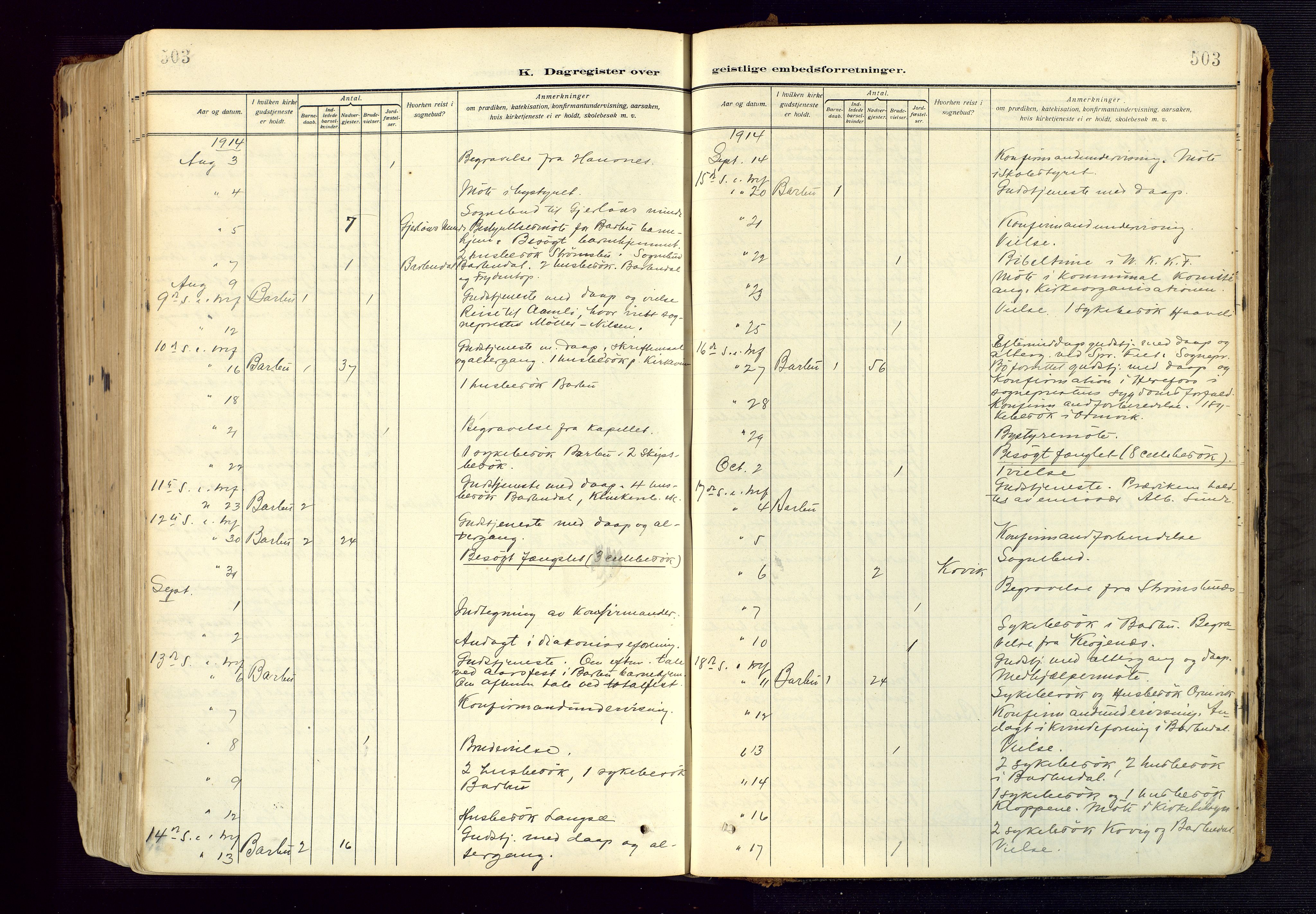 Barbu sokneprestkontor, AV/SAK-1111-0003/F/Fa/L0006: Parish register (official) no. A 6, 1910-1929, p. 503