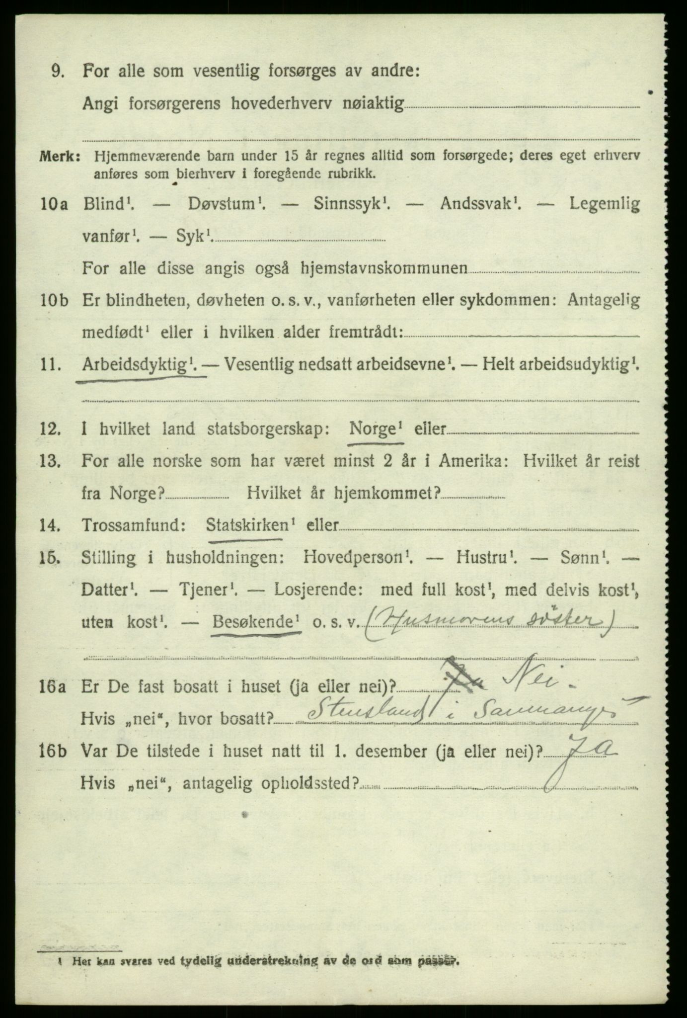 SAB, 1920 census for Samnanger, 1920, p. 1496