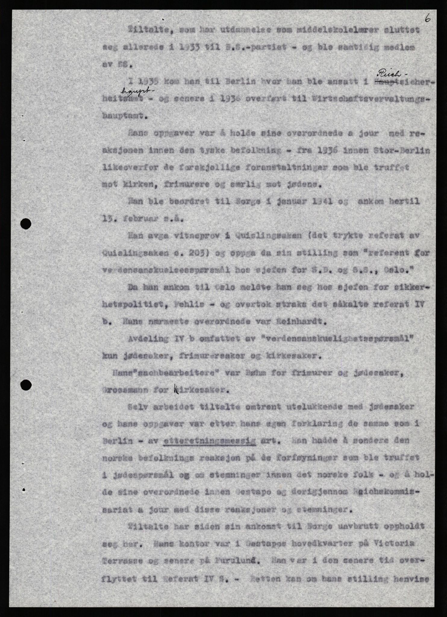 Forsvaret, Forsvarets overkommando II, AV/RA-RAFA-3915/D/Db/L0034: CI Questionaires. Tyske okkupasjonsstyrker i Norge. Tyskere., 1945-1946, p. 405