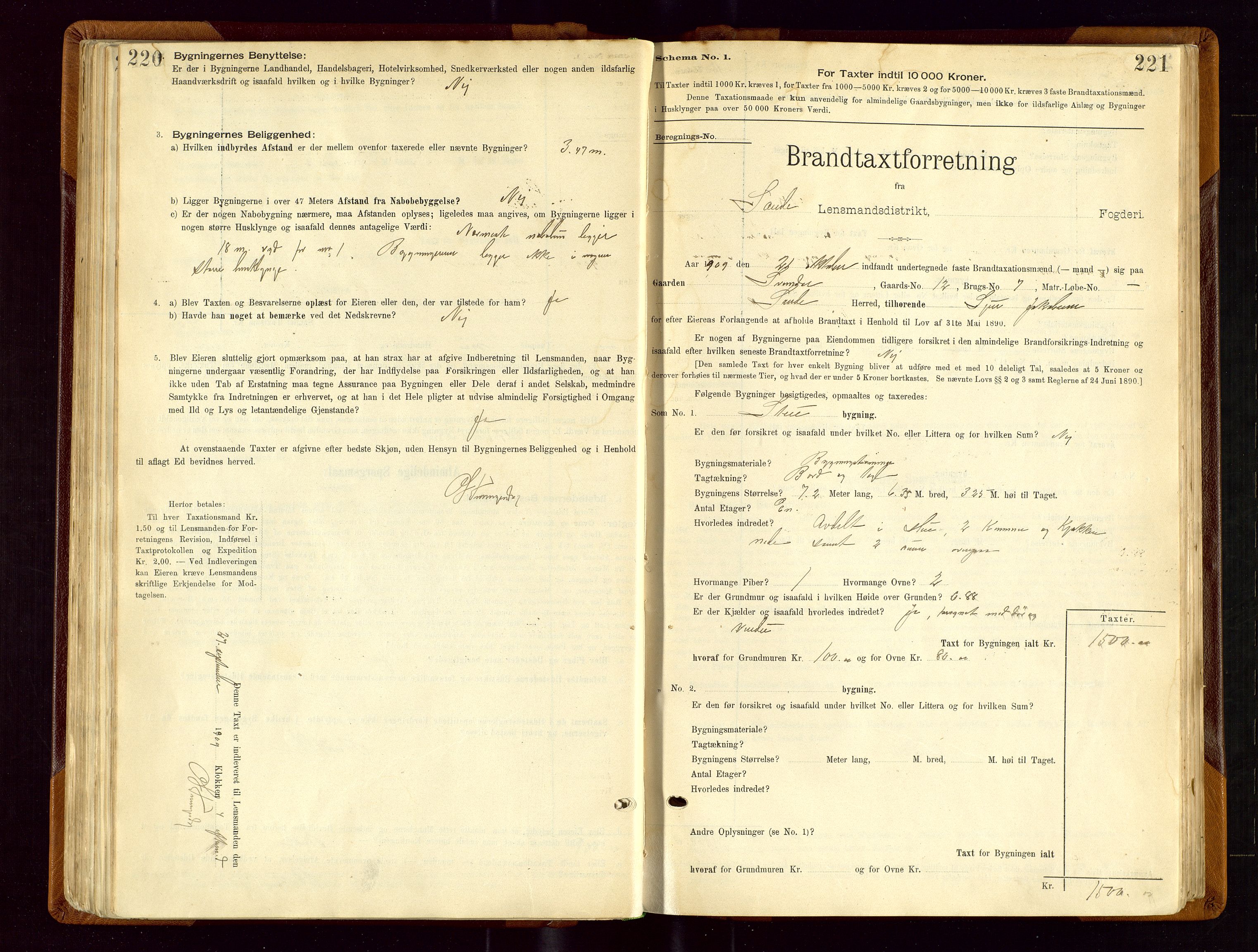 Sauda lensmannskontor, AV/SAST-A-100177/Gob/L0001: Branntakstprotokoll - skjematakst, 1894-1914, p. 220-221