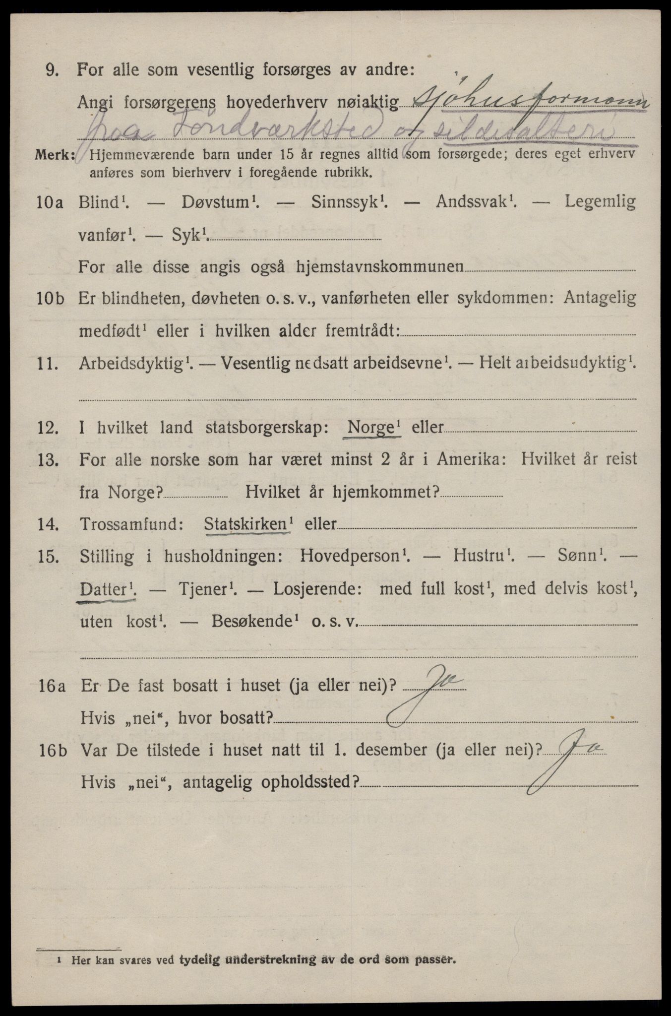 SAST, 1920 census for Torvastad, 1920, p. 2605