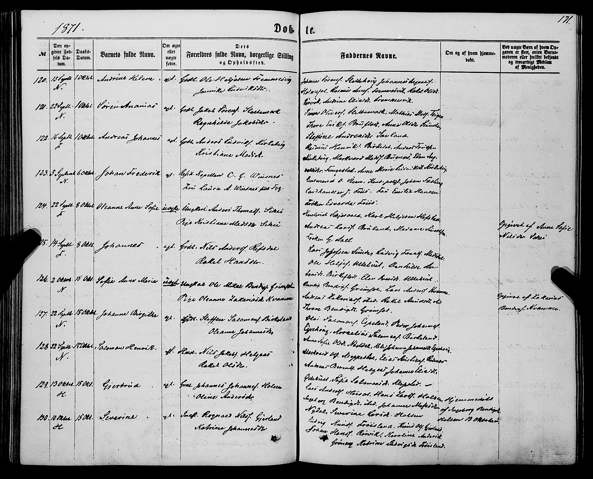 Førde sokneprestembete, SAB/A-79901/H/Haa/Haaa/L0009: Parish register (official) no. A 9, 1861-1877, p. 171