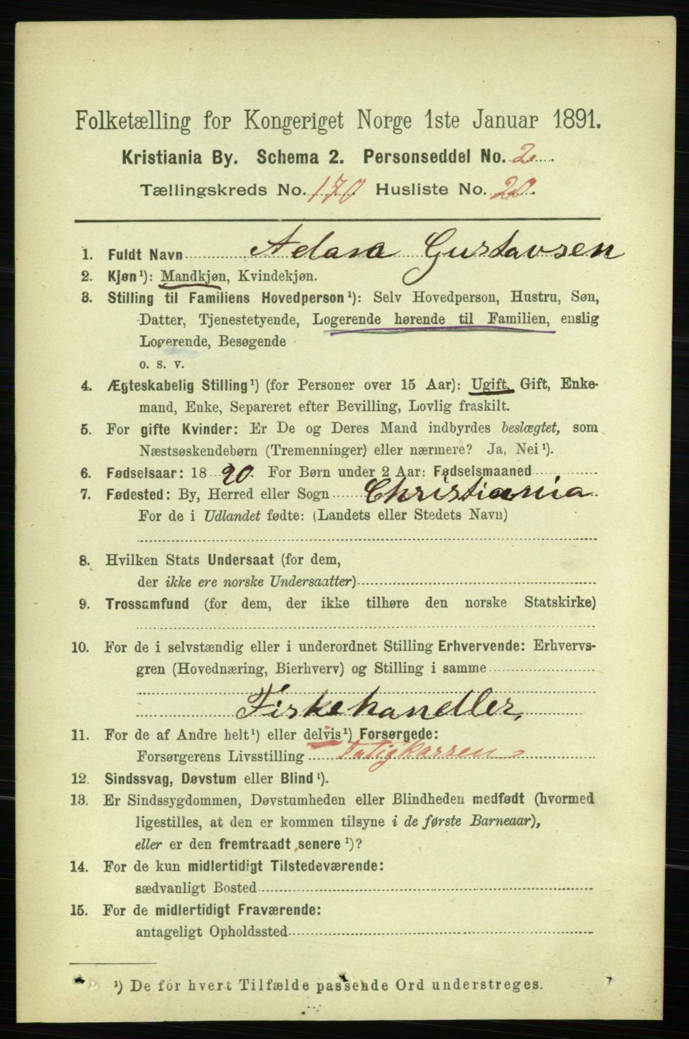 RA, 1891 census for 0301 Kristiania, 1891, p. 100361