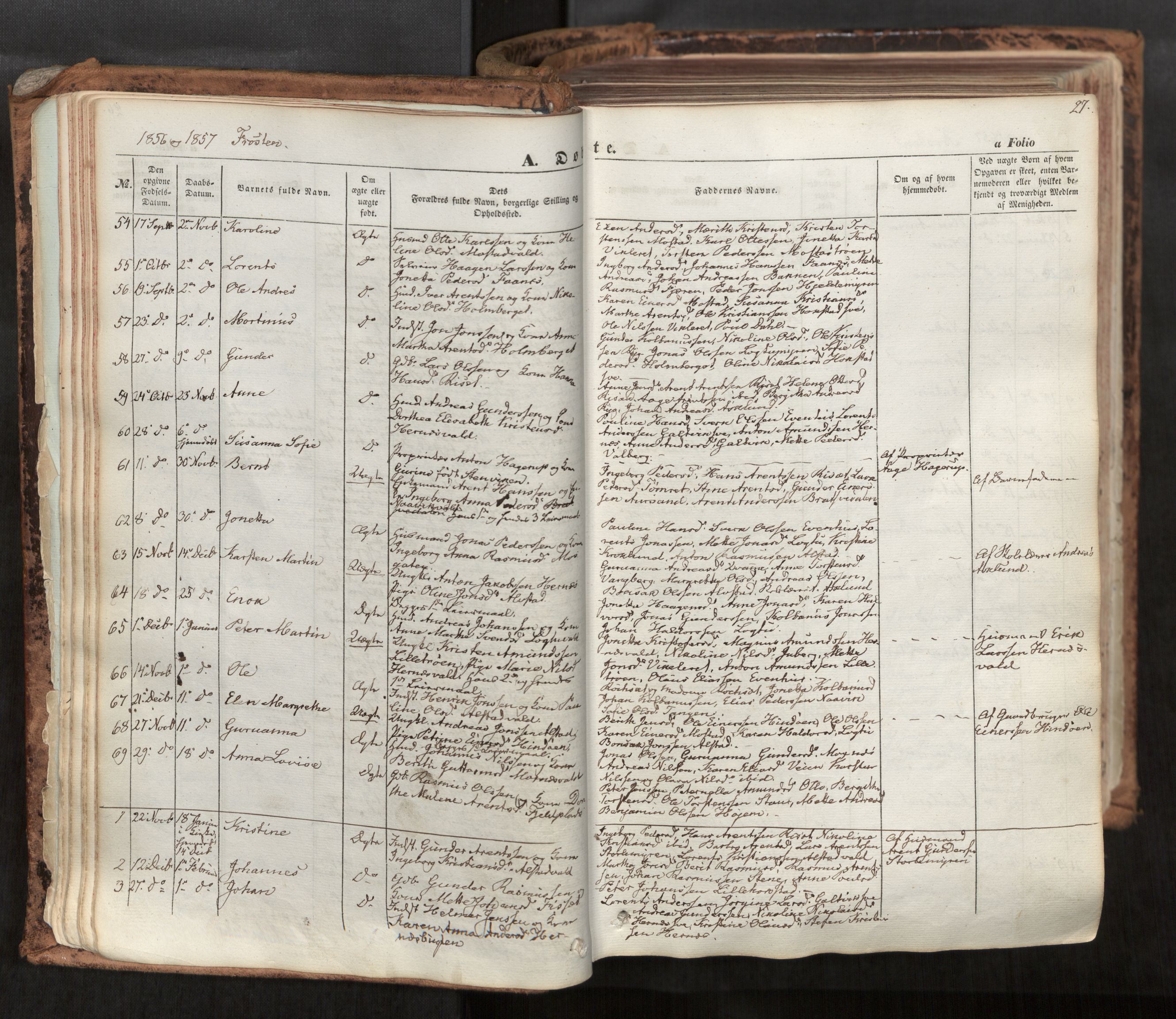 Ministerialprotokoller, klokkerbøker og fødselsregistre - Nord-Trøndelag, SAT/A-1458/713/L0116: Parish register (official) no. 713A07, 1850-1877, p. 27