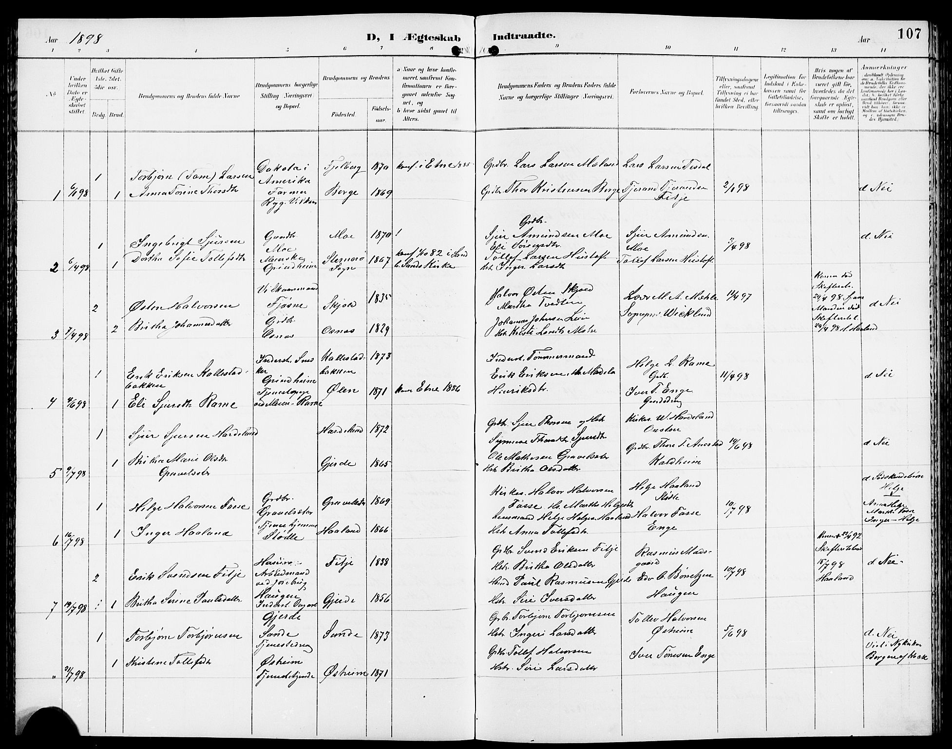 Etne sokneprestembete, SAB/A-75001/H/Hab: Parish register (copy) no. A 6, 1897-1924, p. 107