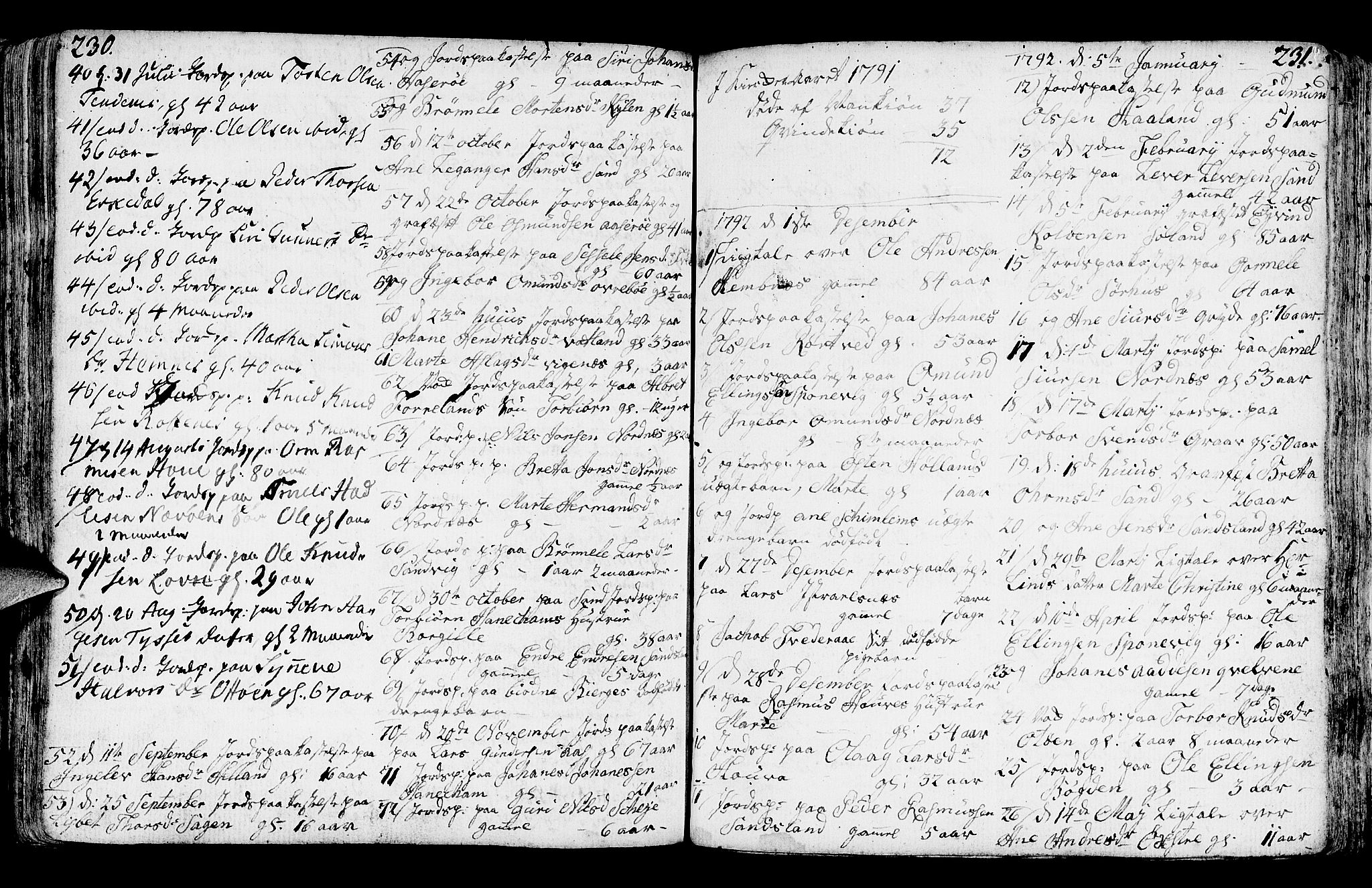 Jelsa sokneprestkontor, SAST/A-101842/01/IV: Parish register (official) no. A 3, 1768-1796, p. 230-231