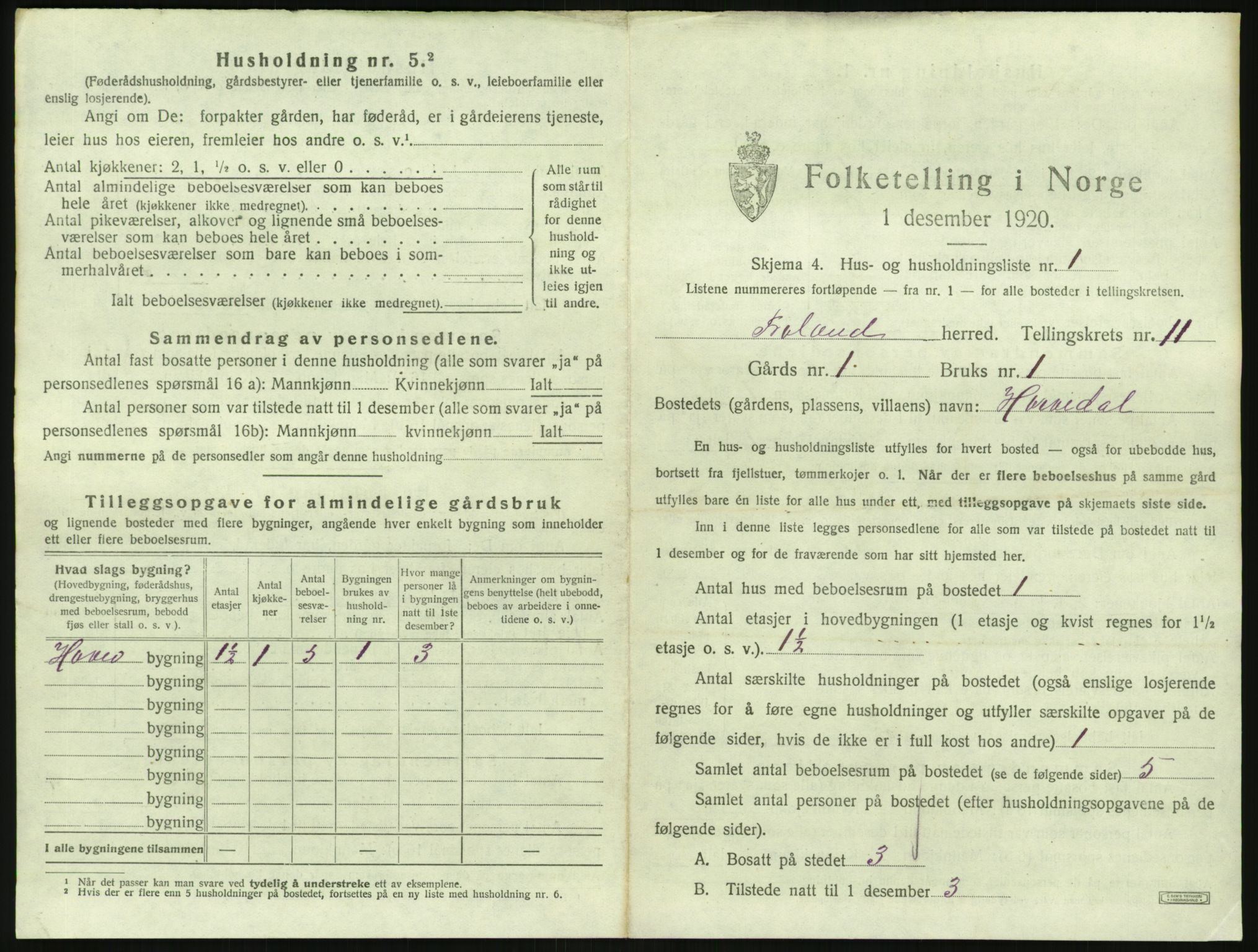 SAK, 1920 census for Froland, 1920, p. 901