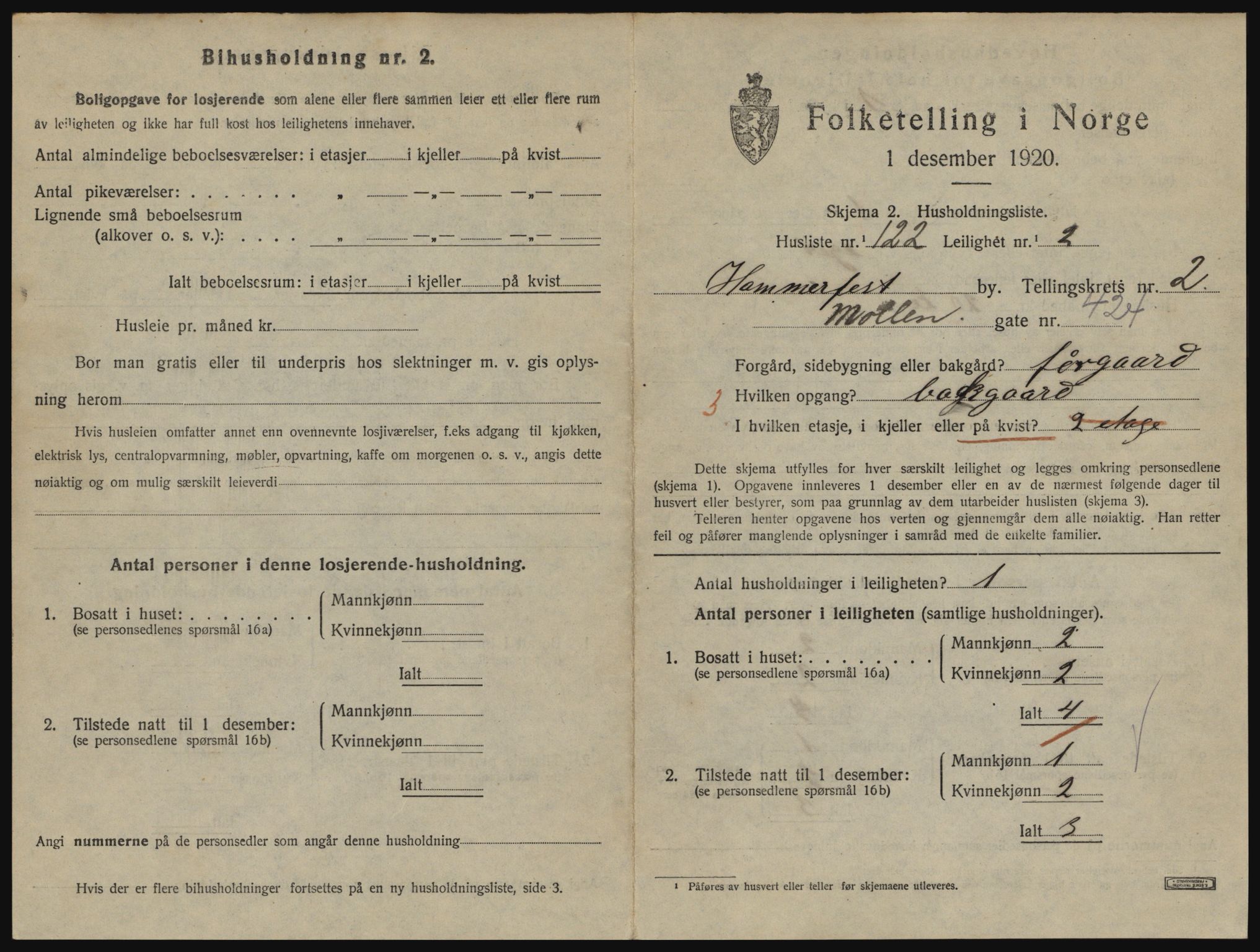 SATØ, 1920 census for Hammerfest, 1920, p. 2266