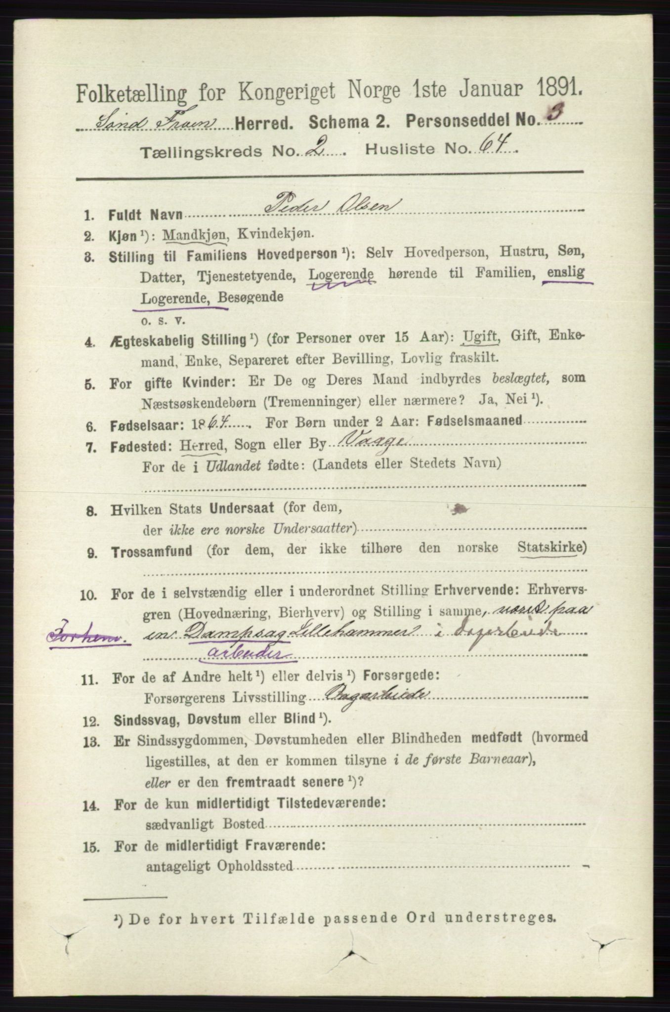 RA, 1891 census for 0519 Sør-Fron, 1891, p. 906