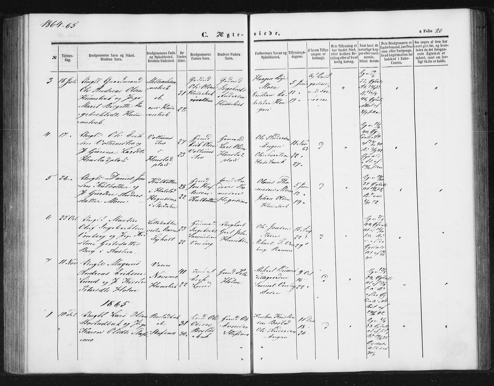 Ministerialprotokoller, klokkerbøker og fødselsregistre - Sør-Trøndelag, SAT/A-1456/616/L0408: Parish register (official) no. 616A05, 1857-1865, p. 20