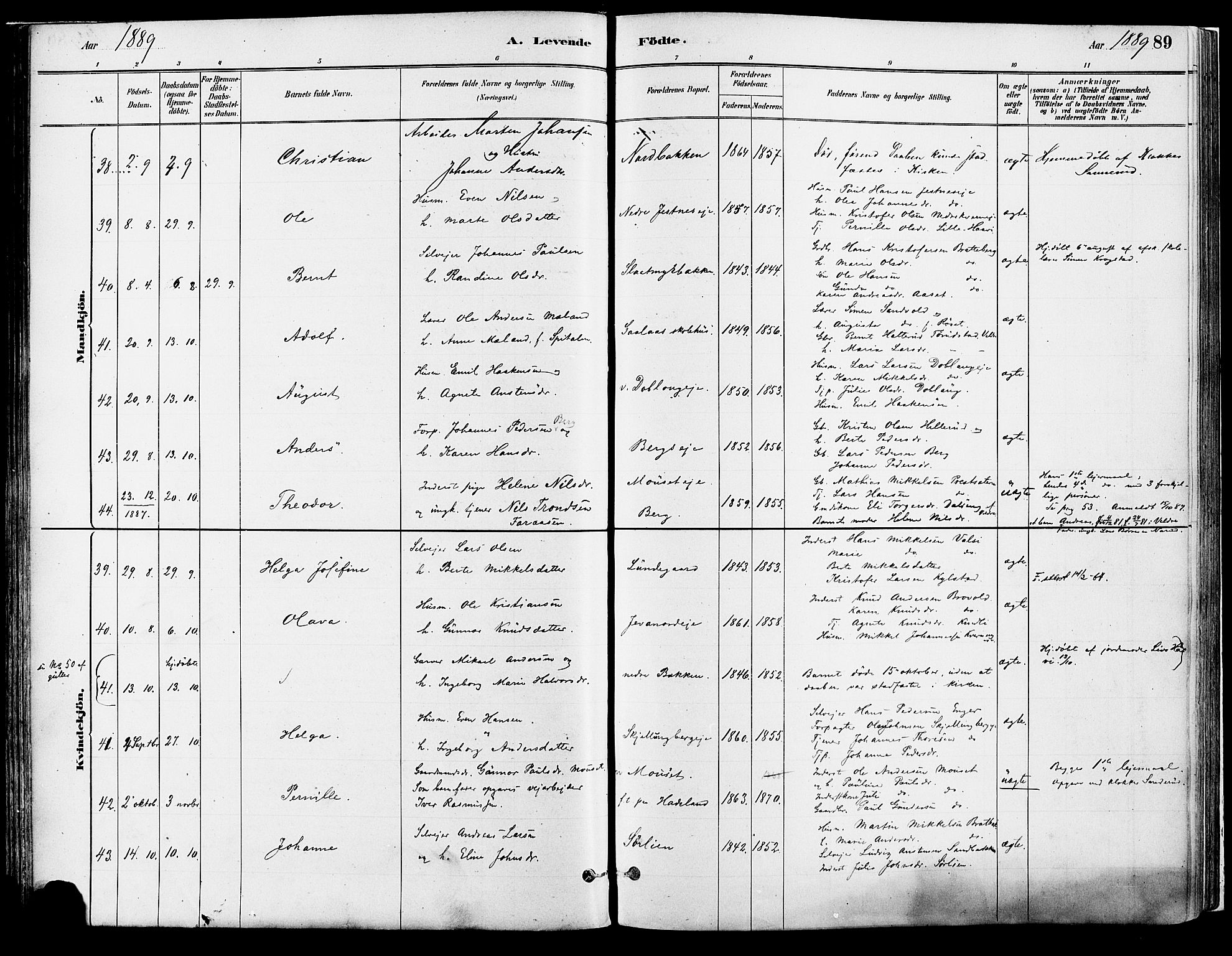 Vang prestekontor, Hedmark, SAH/PREST-008/H/Ha/Haa/L0018A: Parish register (official) no. 18A, 1880-1906, p. 89