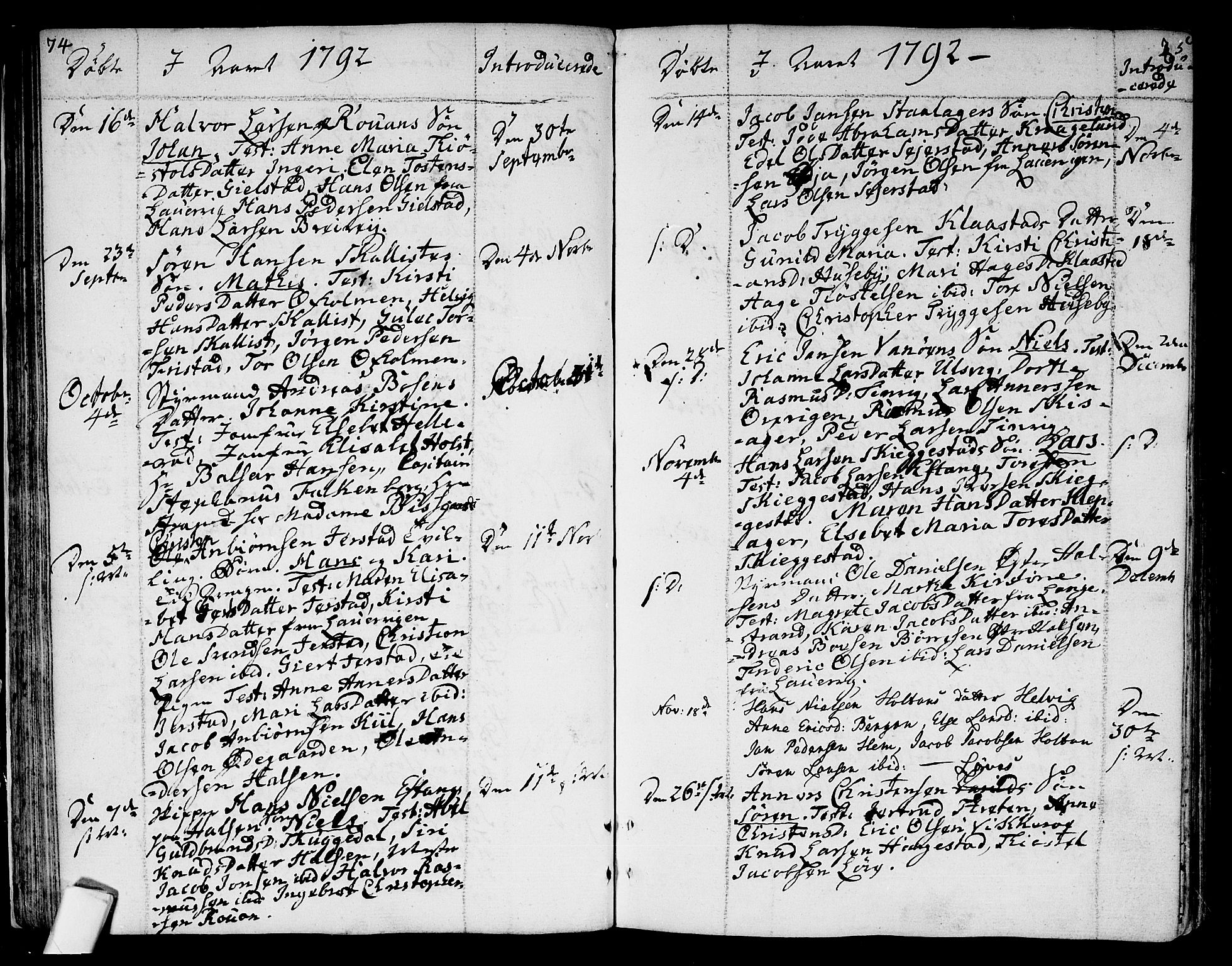 Tjølling kirkebøker, SAKO/A-60/F/Fa/L0004: Parish register (official) no. 4, 1779-1817, p. 74-75